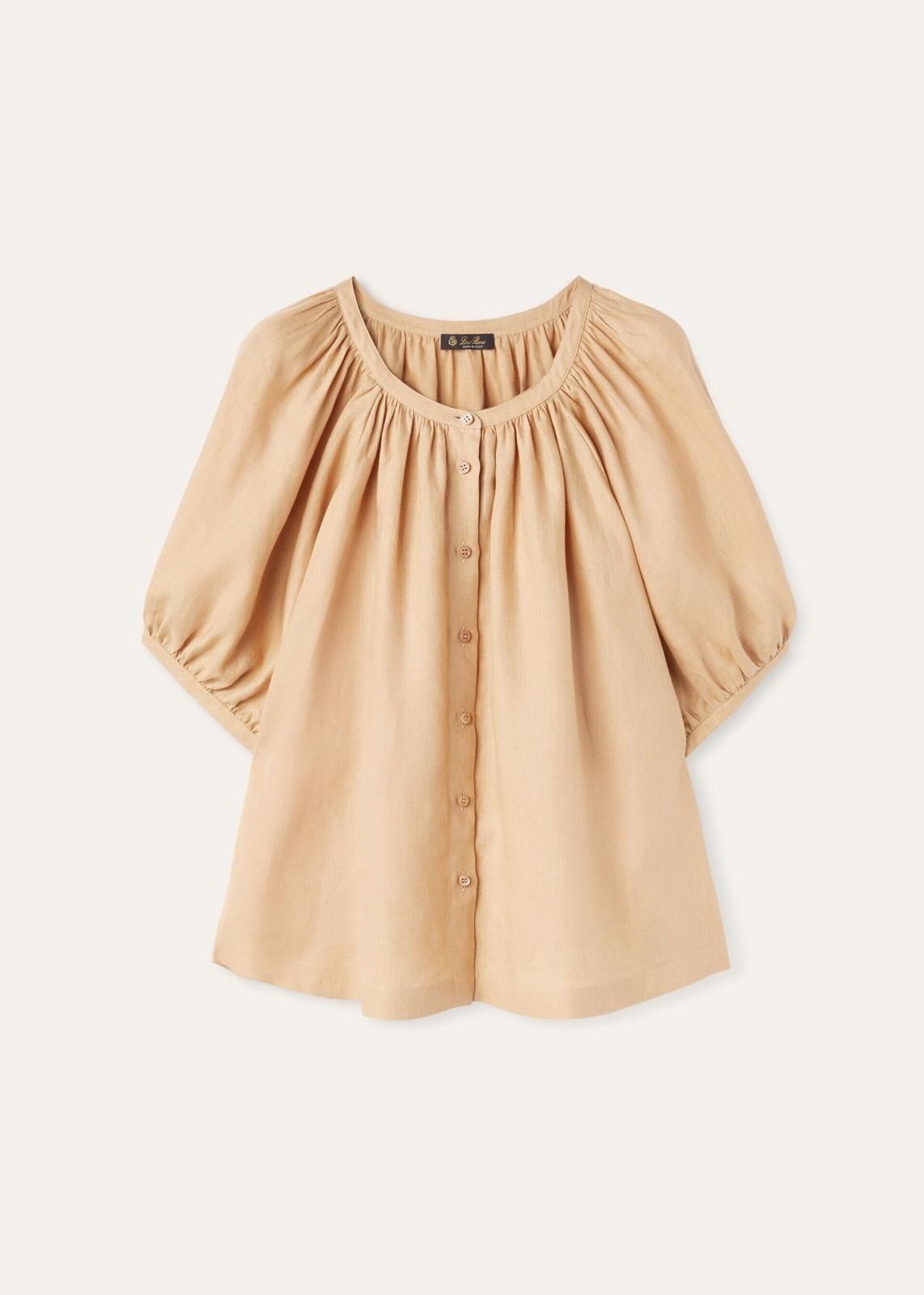 Loro Piana o1srvl11e0725 FAN8191 Gritt SS Linen Shirt in Camel Size S / US 4 / IT 40 - 1 Thumbnail