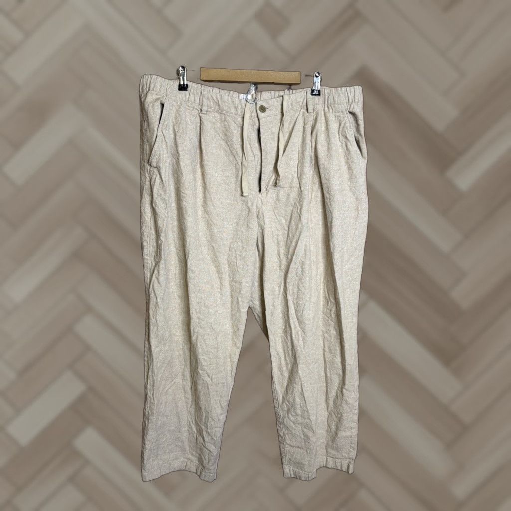 Gap VINTAGE Gap Pleated Trousers Mens Linen Cotton Khaki 2XL Beige Beac h 90s Preppy Hipster College Dress Pants Mens Regular Straight Inseam 30in Size US 39 - 1 Thumbnail