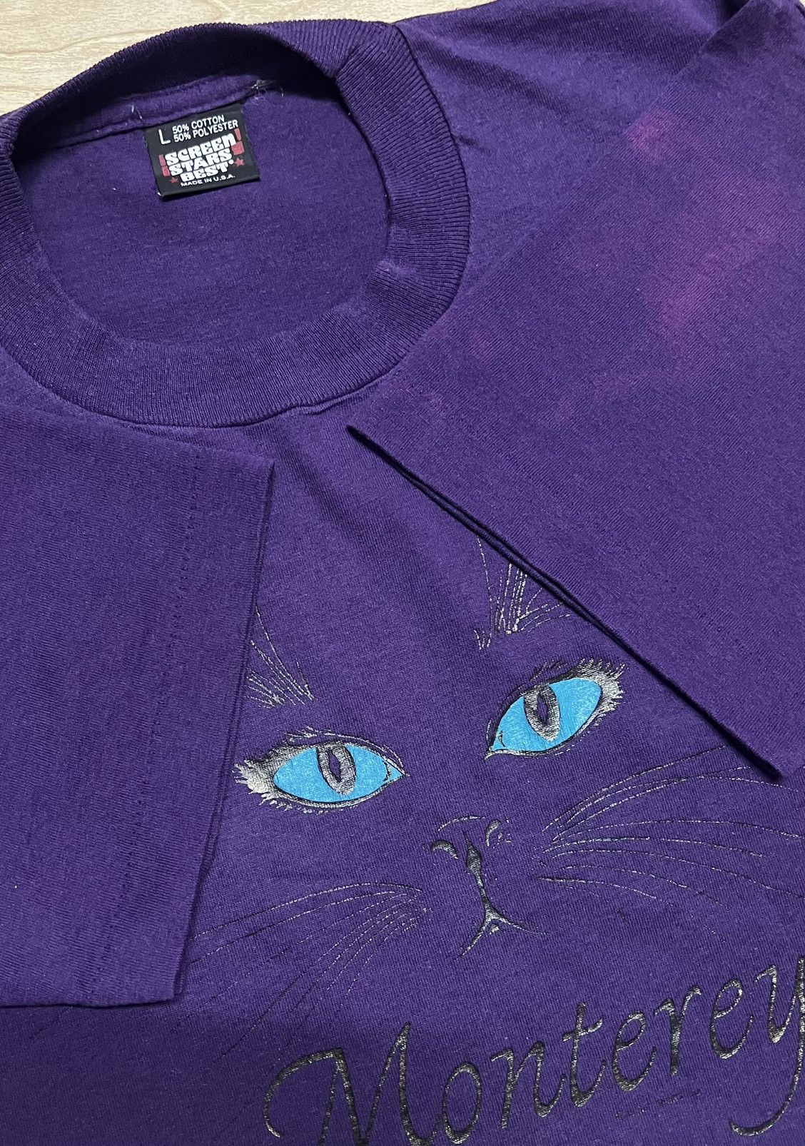 Other Vintage 1990 Monterey Cat Eyes Screen Stars USA Tee Size US L / EU 52-54 / 3 - 11 Thumbnail