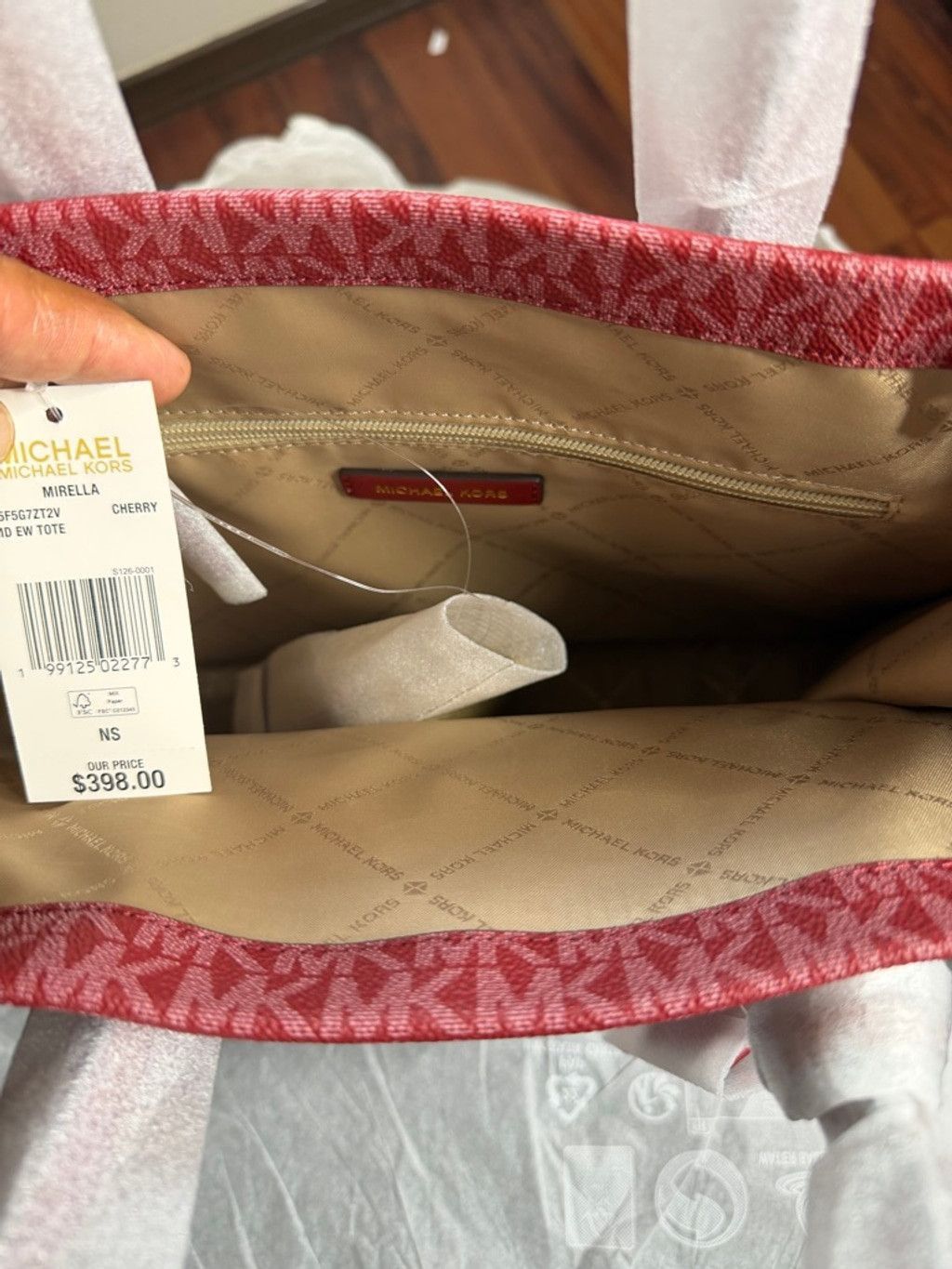 Michael Kors Michael Kors Mirella EW Tote Bag Red with Beige Strap Size ONE SIZE - 6 Thumbnail