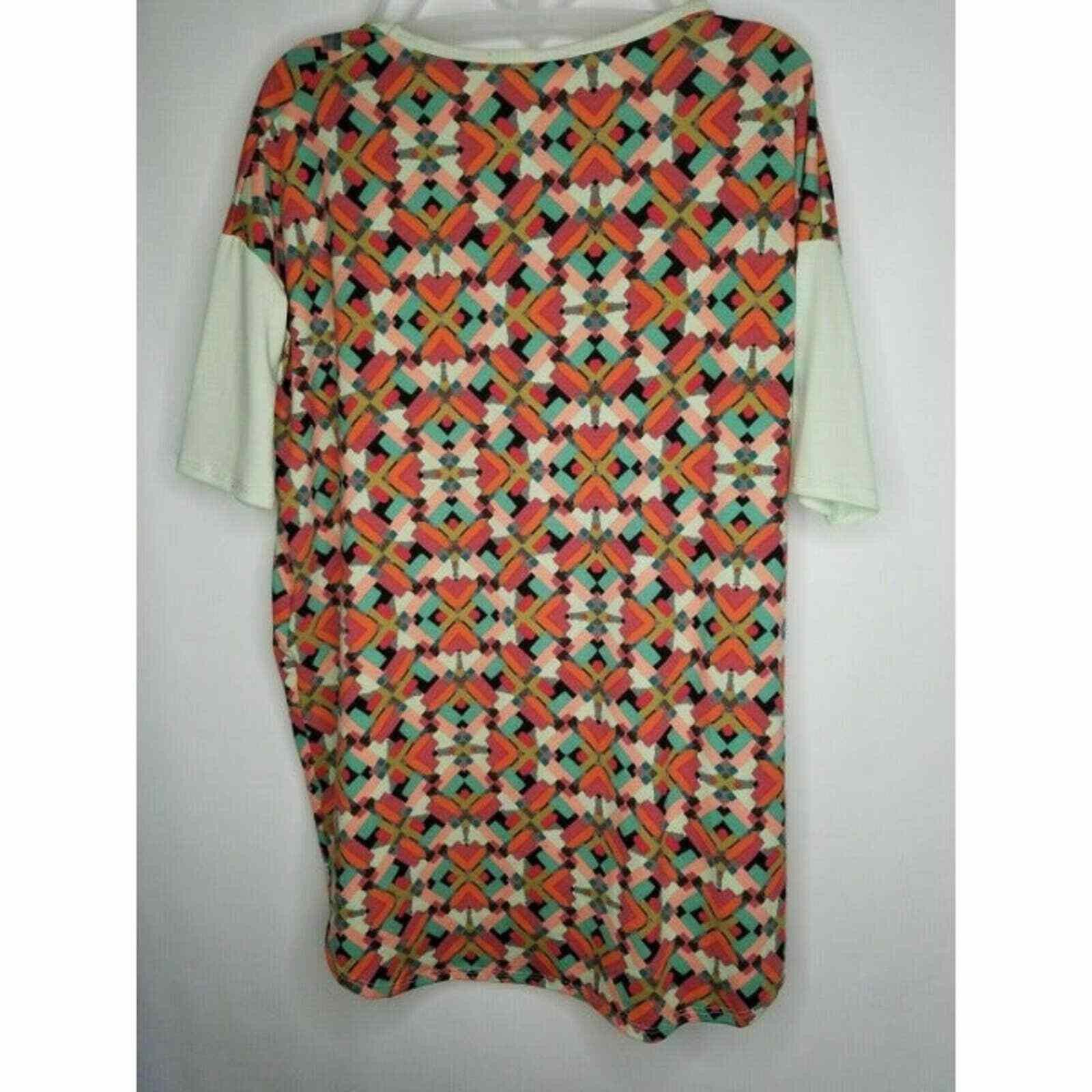 Other Lularoe Irma Tunic Sz XS Pink Orange Teal Stretch Knit Top G Size XS / US 0-2 / IT 36-38 - 3 Thumbnail