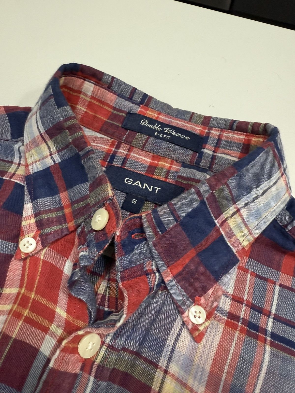 Gant Gant Red & Blue Patchwork Double Weave Shirt - Size S Size US S / EU 44-46 / 1 - 2 Thumbnail