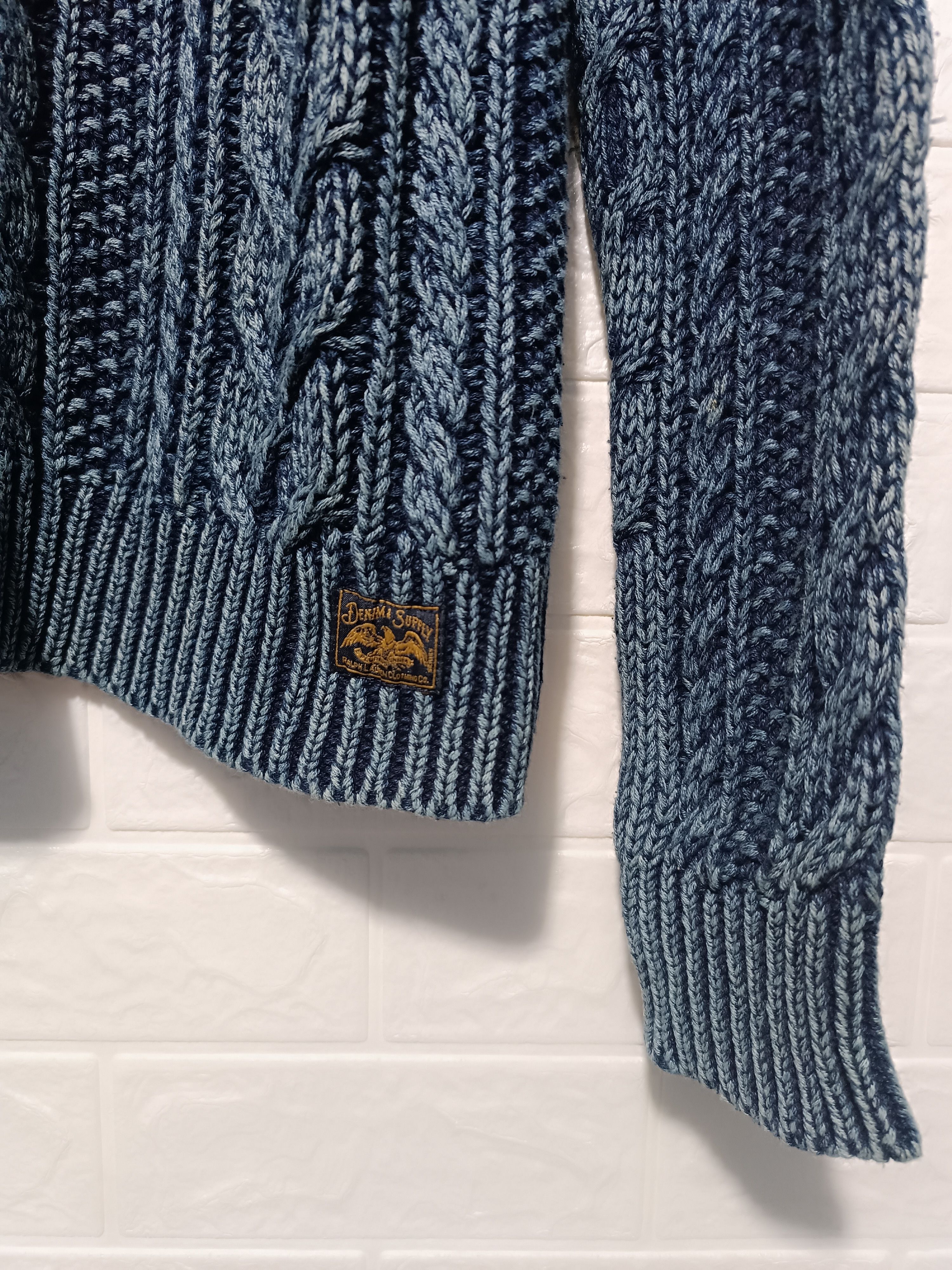 Denim & Supply Ralph Lauren Sweater Knit Indigo Dyed Wash Elbow Patch Denim Size US M / EU 48-50 / 2 - 5 Thumbnail