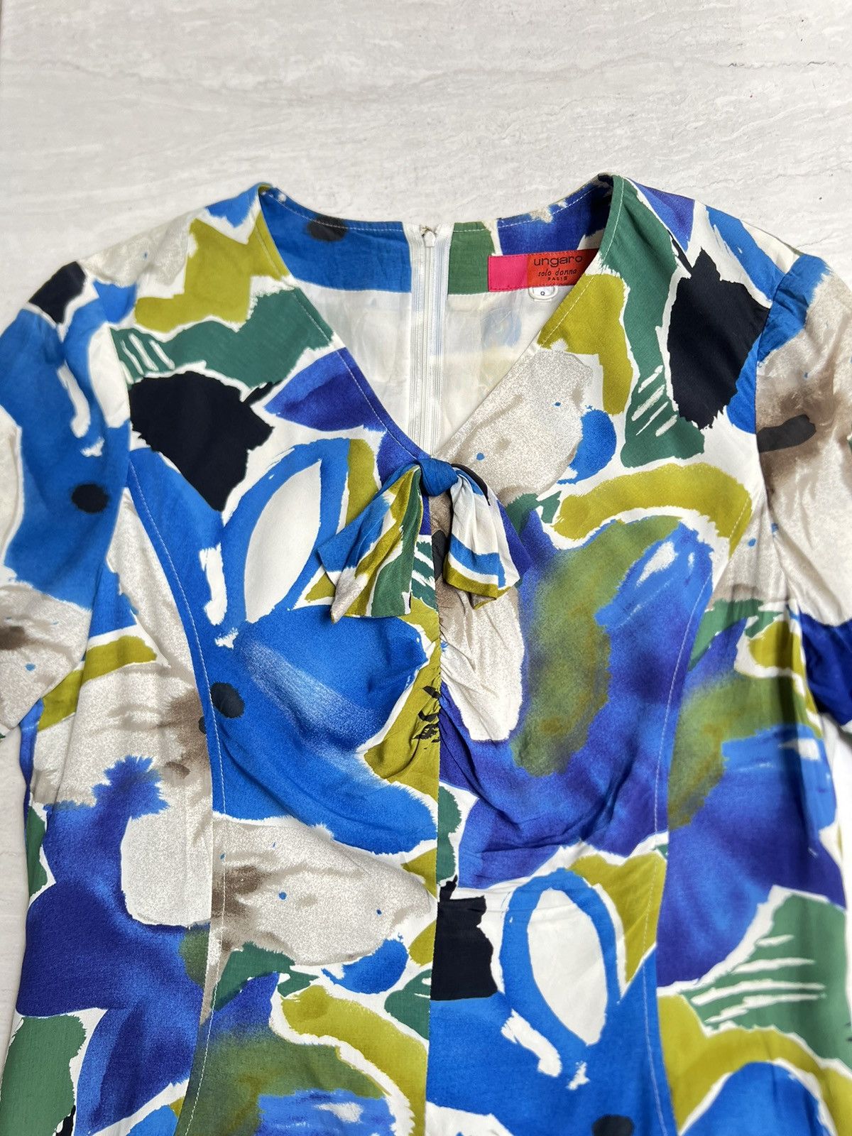 Ungaro Paris UNGARO Solo Donna Paris Flower Motive Dress Size XS / US 0-2 / IT 36-38 - 8 Thumbnail