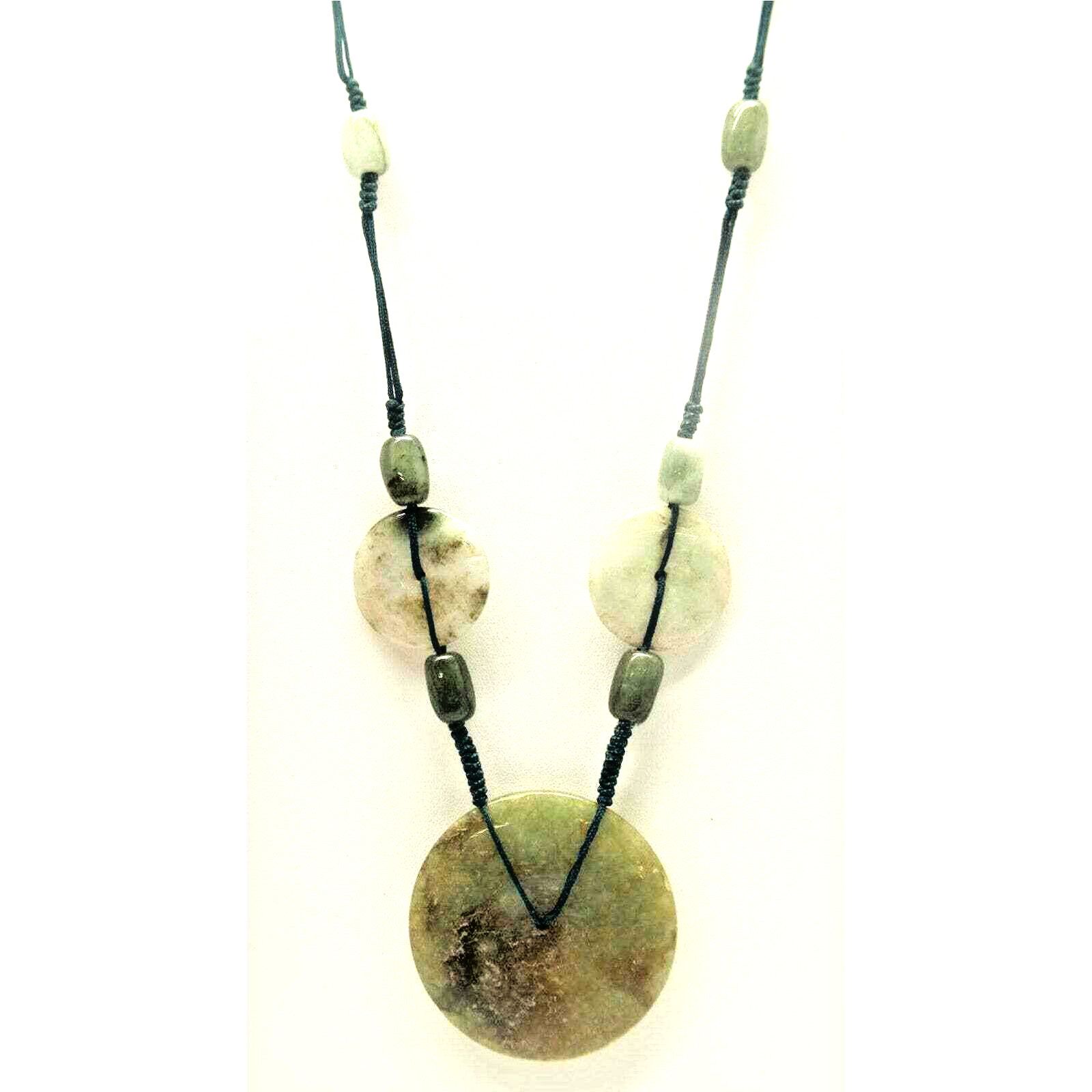 Other Big Jade Disc Necklace Pendant Moss Green & White Size ONE SIZE - 1 Thumbnail