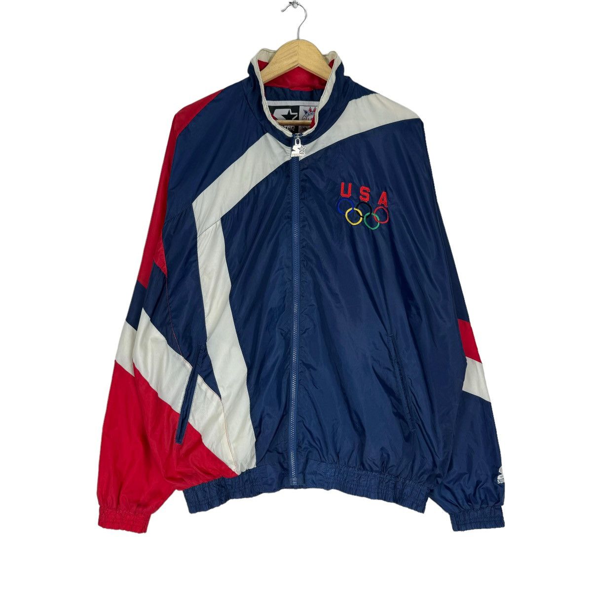 Starter × USA Olympics × Vintage ☀️90s STARTER USA OLYMPIC TEAM LIGHT ZIPPER JACKET Size US L / EU 52-54 / 3 - 2 Thumbnail