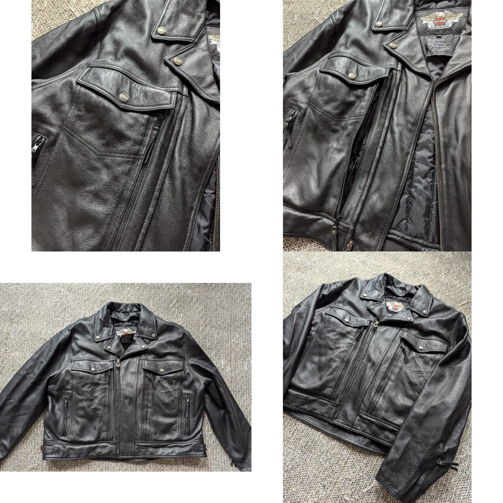 Harley Davidson VINTAGE Harley-Davidson Motorcycle Jacket 5XL Black Leather Cowhide Men 58-60 Chest Vented Front Back Zips 90s Y2K MENS 5XL Size US XXL / EU 58 / 5 - 9 Thumbnail