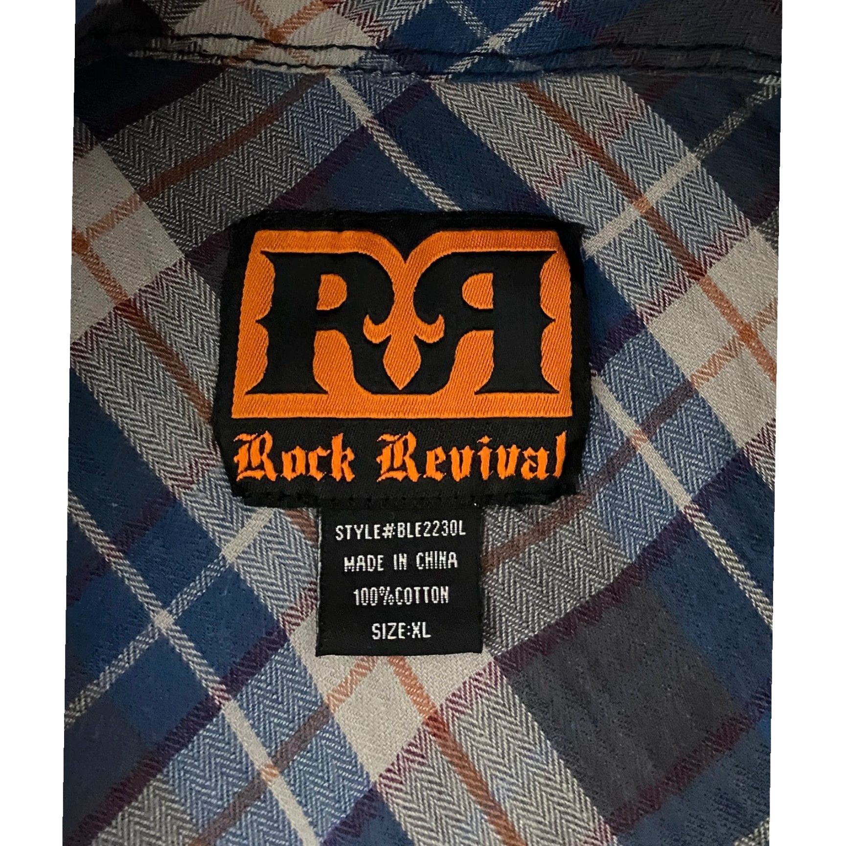 Vintage Rock Revival Shirt Mens XL Plaid Long Sleeve Button Up Casual Soft Flannel Blue Cotton Button-Up Pockets Regular Size US XL / EU 56 / 4 - 4 Thumbnail
