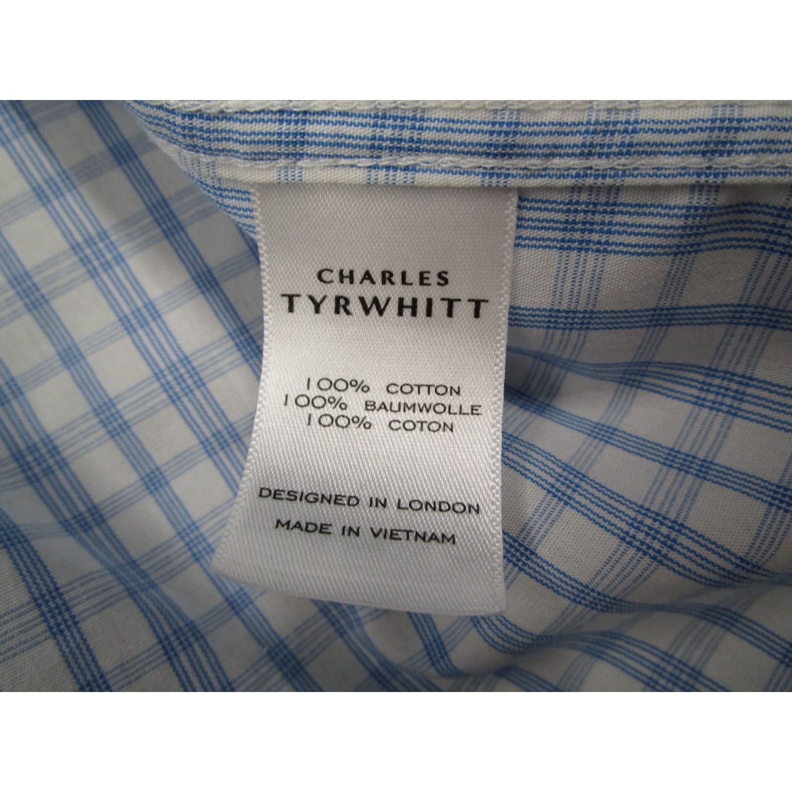 Charles Tyrwhitt Charles Tyrwhitt Dress Shirt Men 35 17.5 Blue Classic Button Up Non-Iron Work Shirt Size 34R - 4 Thumbnail