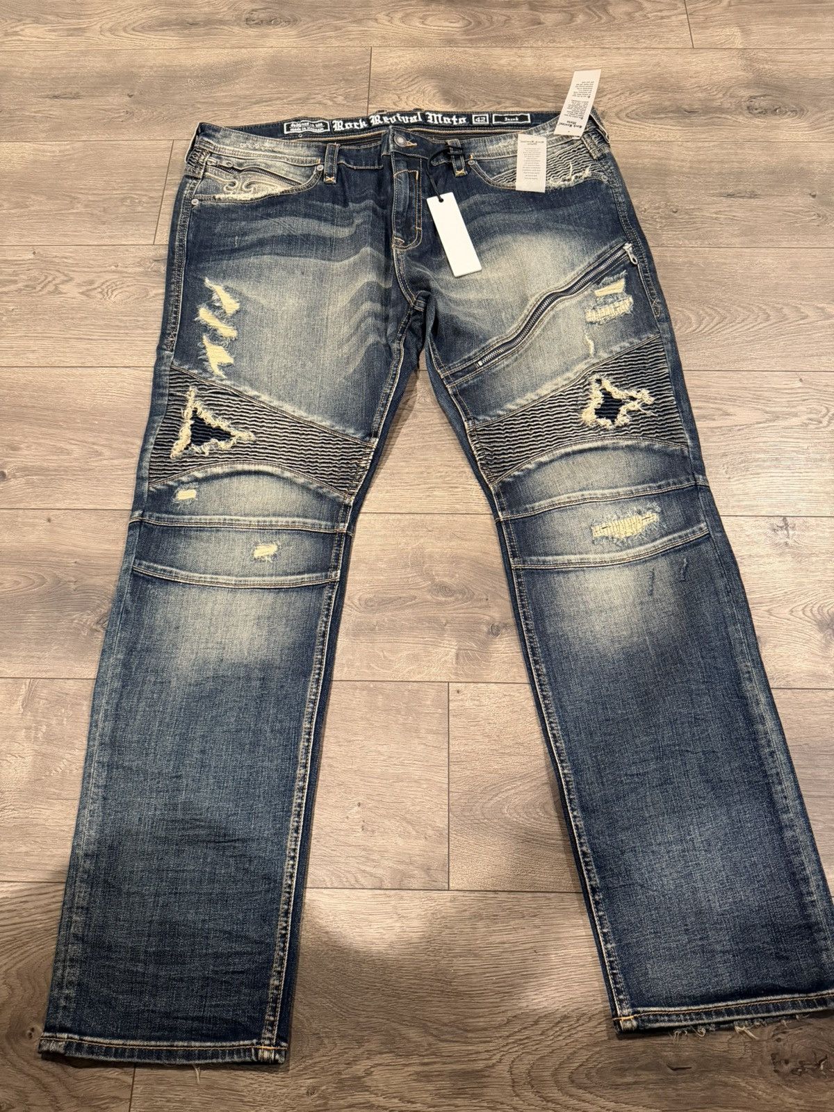 Rock Revival Rock Revival Moto Jezek Blue Jeans Biker Mens Sz 42 Size US 42 / EU 58 - 2 Thumbnail