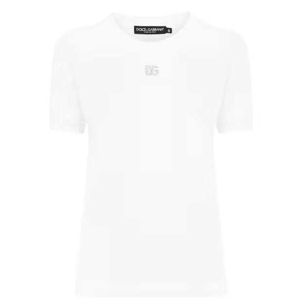 o1g2r1mq1024 Crystal Embellished T-Shirt in White