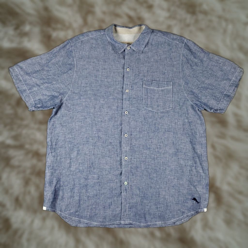 Tommy Bahama Tommy Bahama Shirt Mens XL Blue Linen Hawaiian Button Up Short Sleeve Size US XL / EU 56 / 4 - 1 Thumbnail