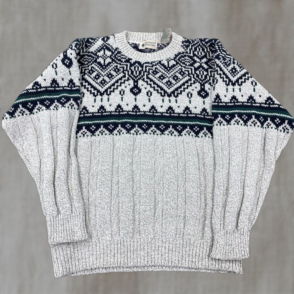 Vintage Vintage Northwest Territory Sweater Men Medium Gray Nordic Ribbed Grandpa 90s Size US M / EU 48-50 / 2 - 1 Thumbnail