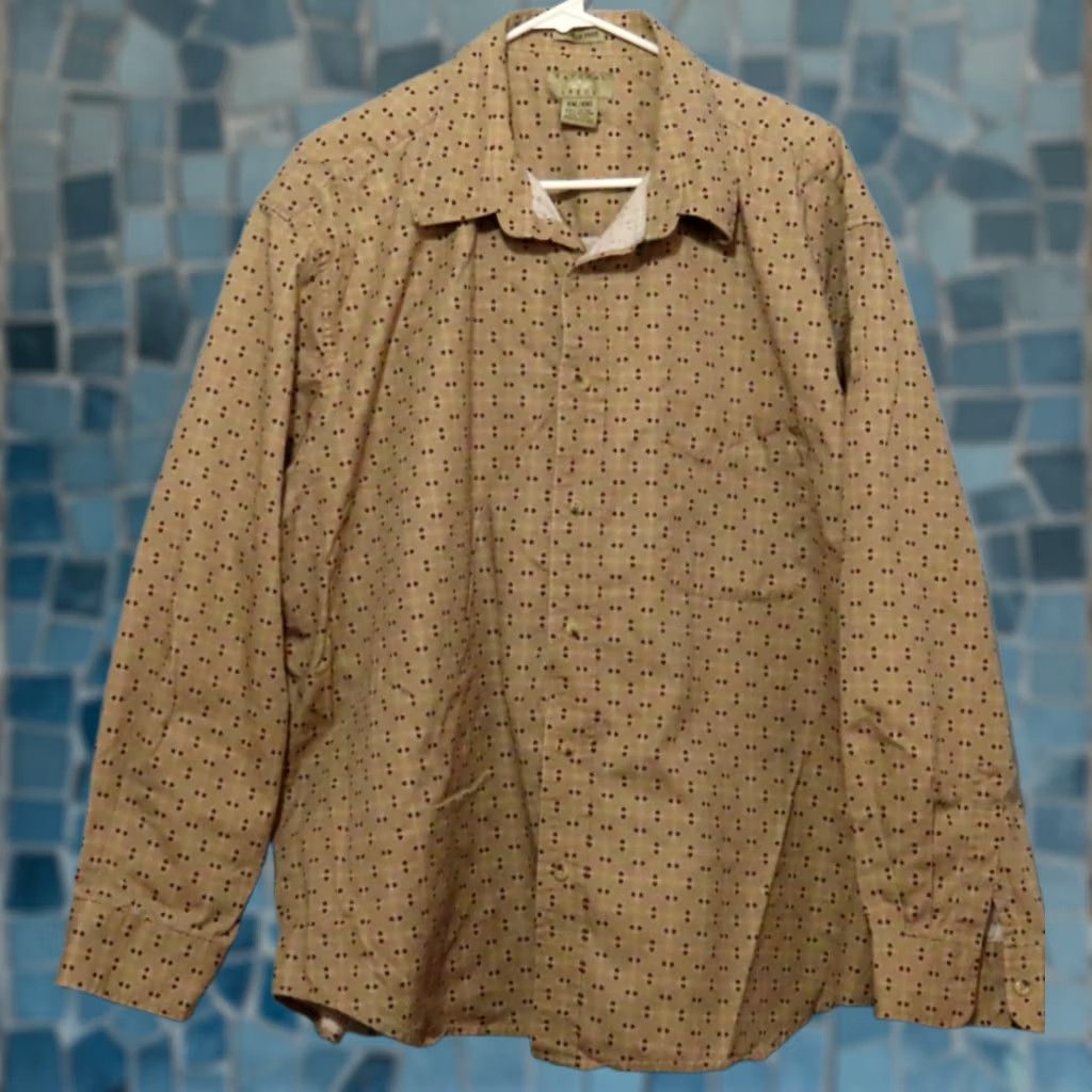 Vintage VINTAGE? Natural Issue Wrinkle Free Tan Men's 2XL Button Up Long Sleeve Shirt Size US XXL / EU 58 / 5 - 1 Thumbnail