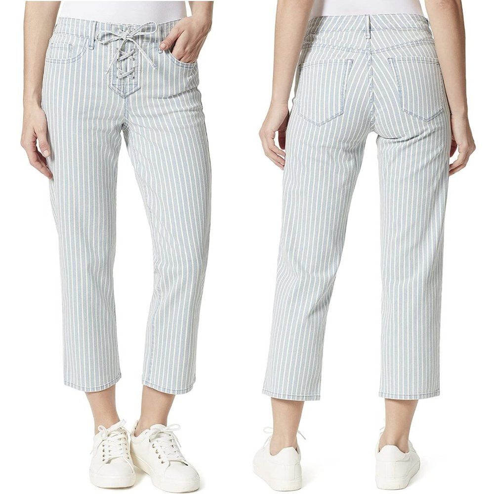 Other NWT New FRAYED Cropped Lace-Up Jeans Size 10/30 Size 30" / US 8 / IT 44 - 1 Thumbnail
