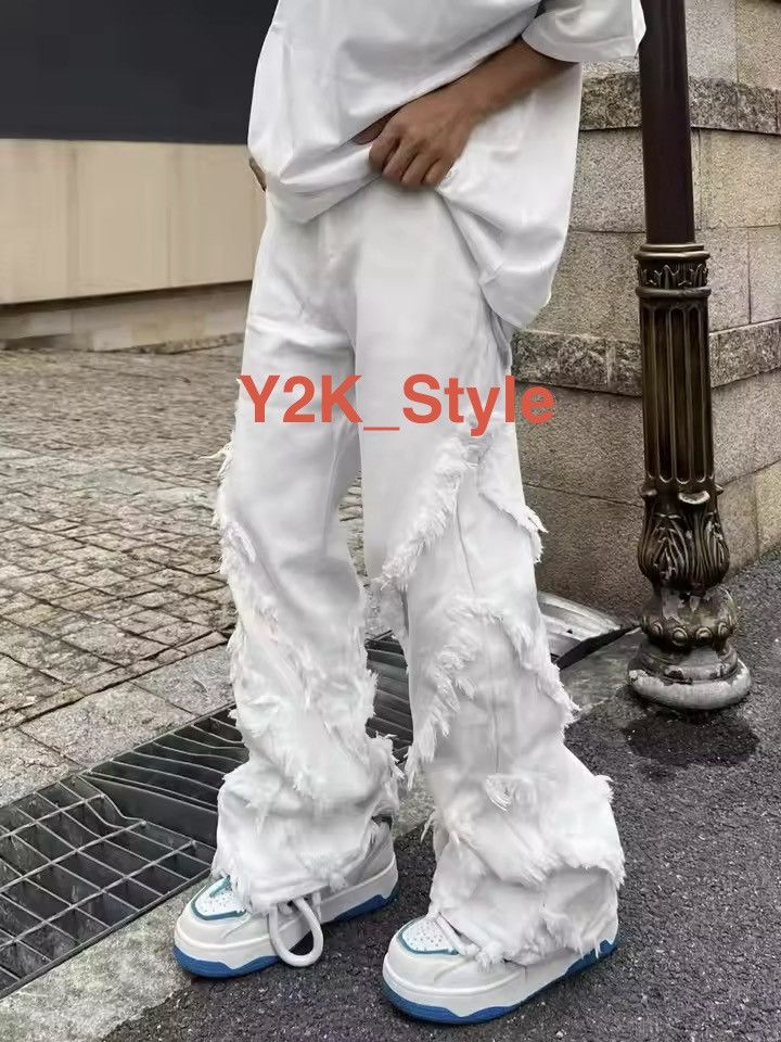 Jean Deconstructed Denim Trousers – Distressed Y2K Baggy Size US 29 - 1 Thumbnail