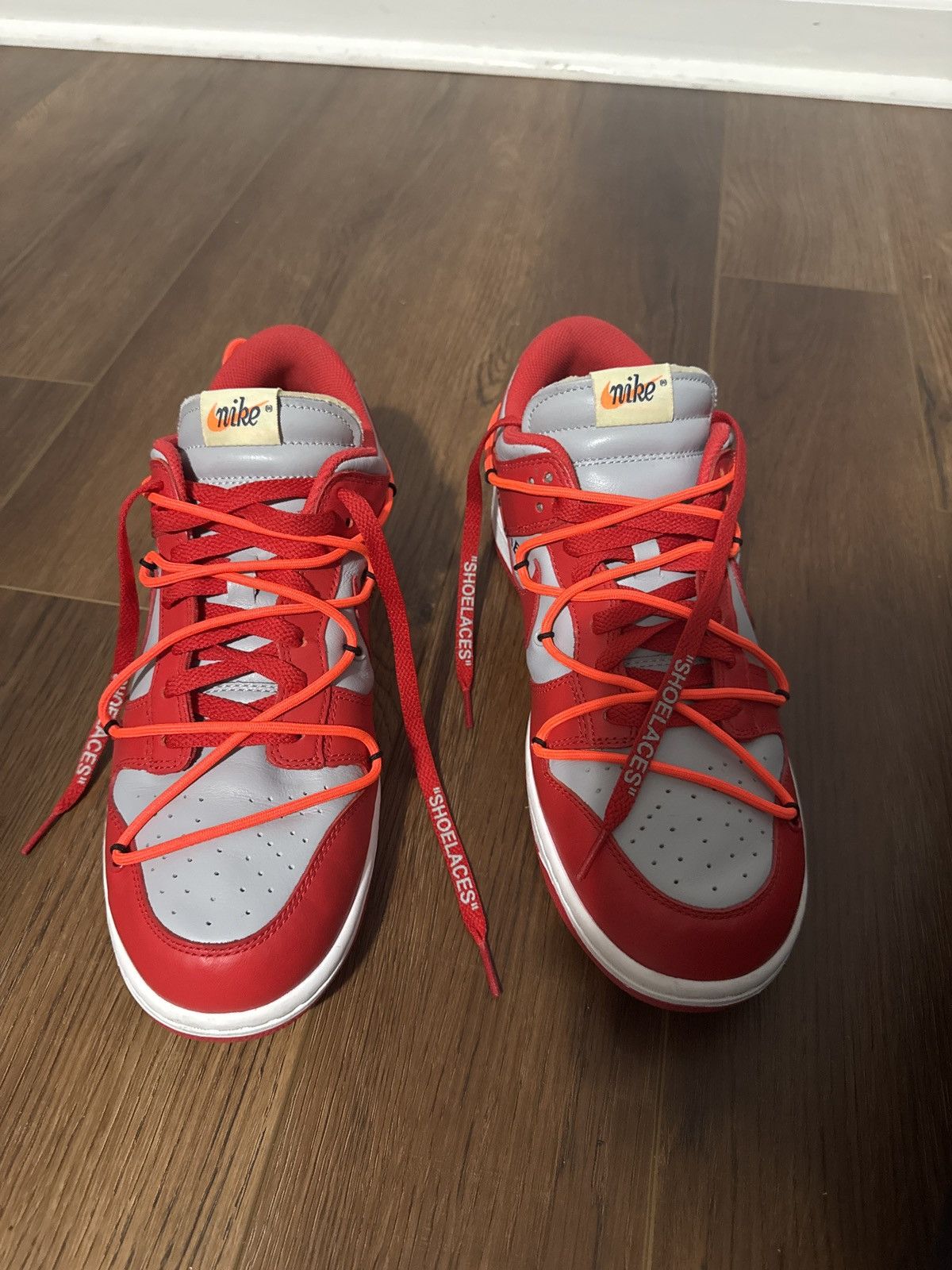 Nike × Off-White Off-White x Dunk Low ‘University Red’ Size US 11 / EU 44 - 3 Thumbnail