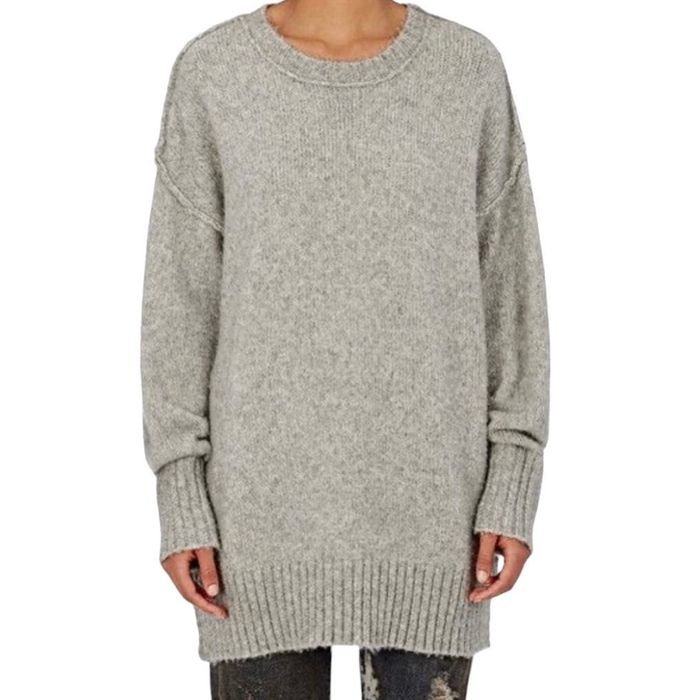 R13 R13 Oversize Crewneck Sweater Wool Alpaca Grey Pullover Gray