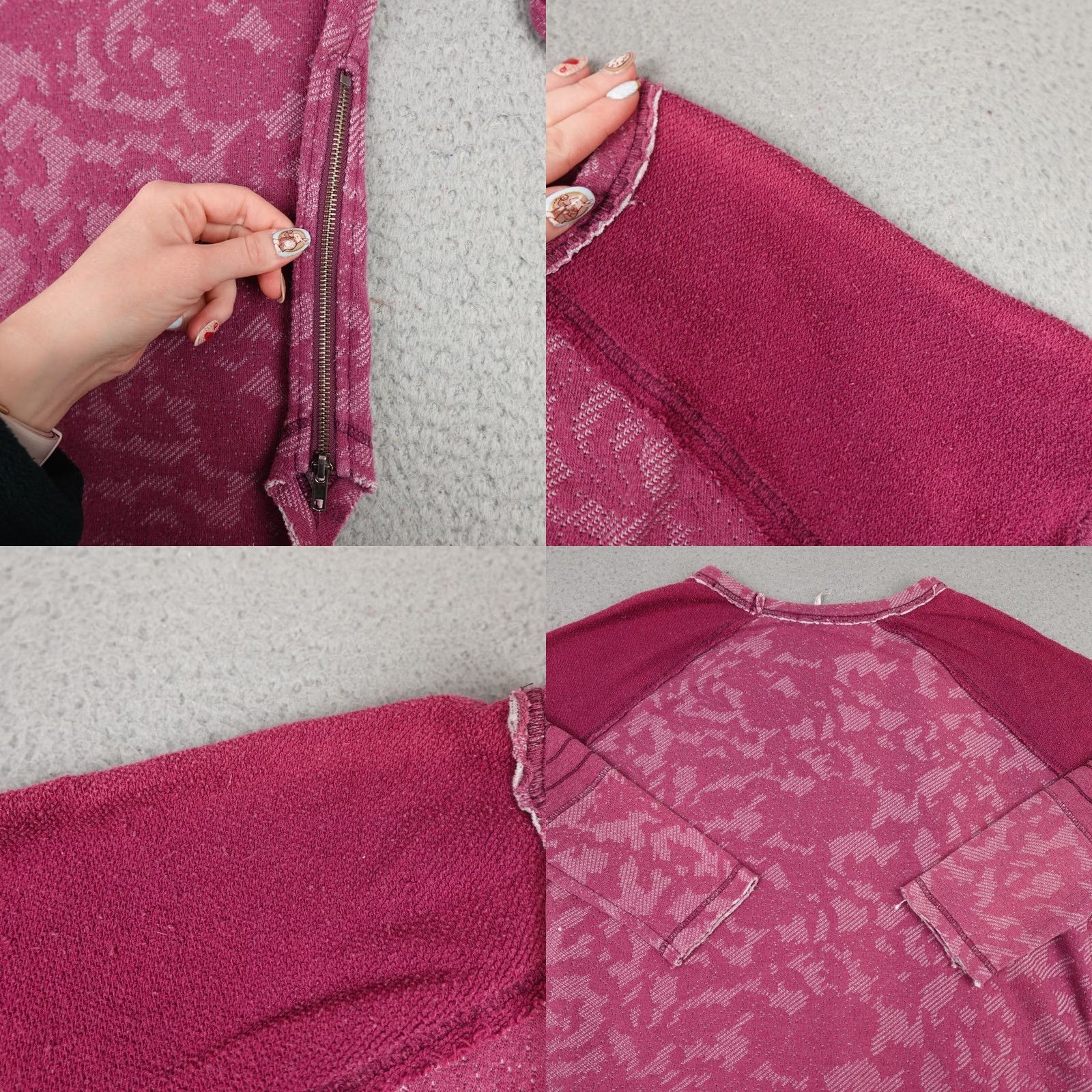 Free People Free People Sweater Womens Medium Pink Bed Of Roses Zip Long Sleeve Bohemian Shirt Size M / US 6-8 / IT 42-44 - 8 Thumbnail