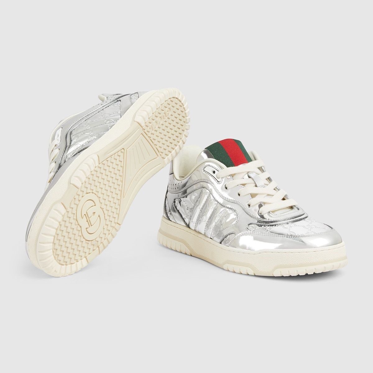 Gucci o1s1wg111025 Re-Web Sneakers in Silver Metallic Size US 6.5 / EU 39-40 - 6 Thumbnail