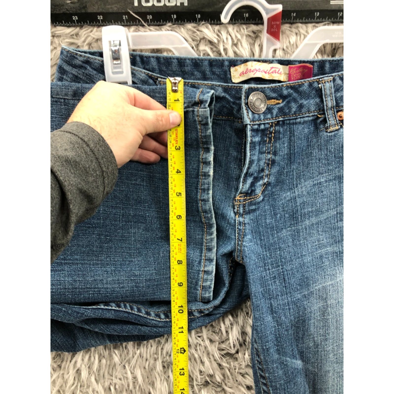 Vintage Aéropostale Kailey Skinny Flare Jeans Size 9 Juniors Low Rise Blue Denim Women Jeans 5-Pocket Design Belt Loops Zip Button Zipper Size 30" / US 8 / IT 44 - 4 Thumbnail