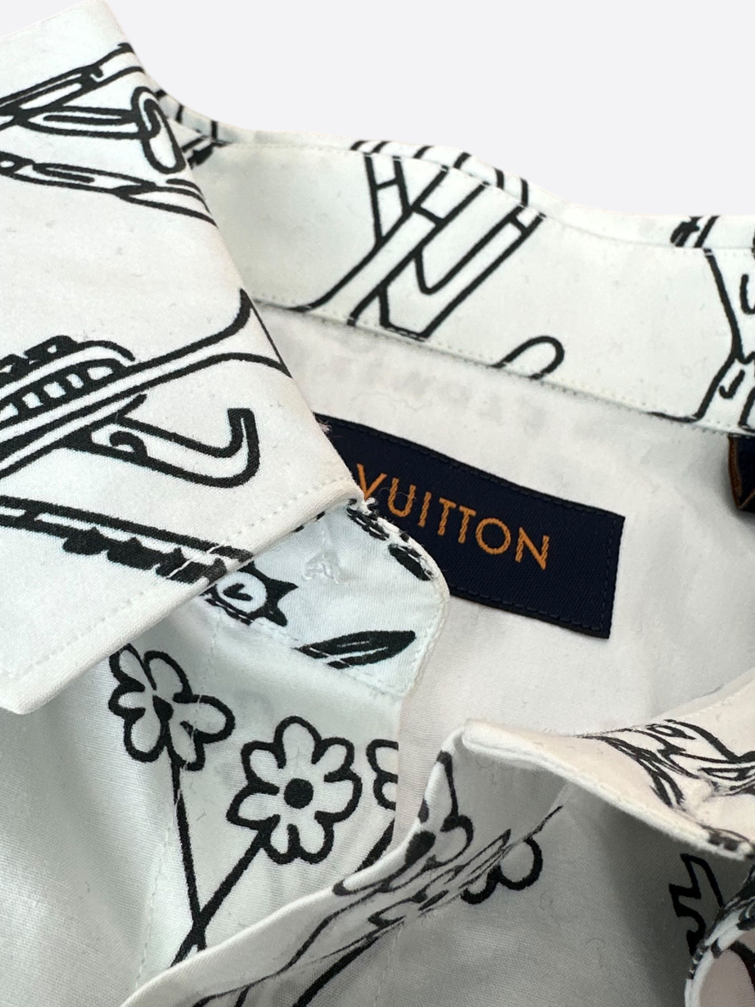 Louis Vuitton Louis Vuitton White & Black Cartoon Button Up Shirt Size US S / EU 44-46 / 1 - 8 Thumbnail