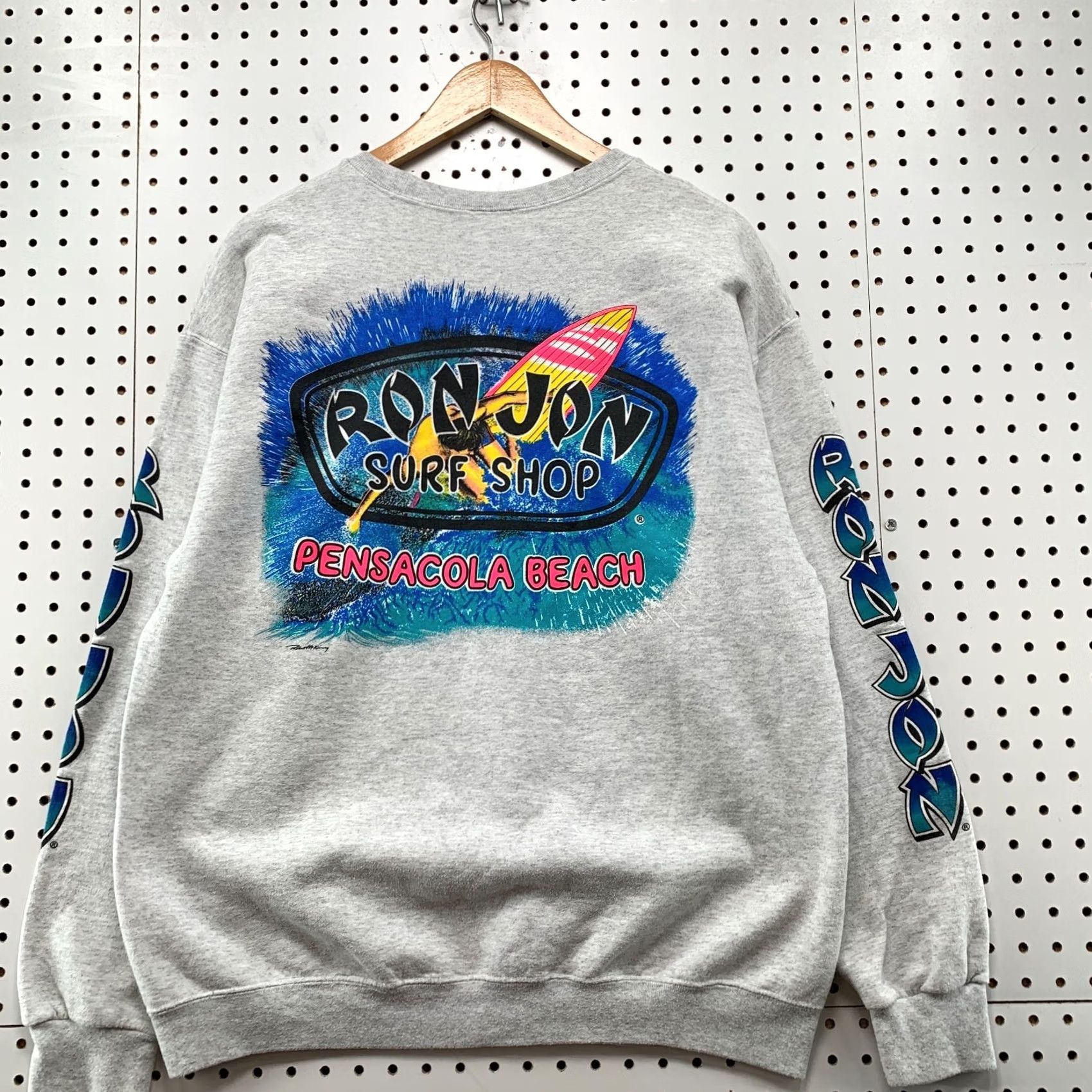 Vintage Ron Jon Surf Shop Sweatshirt Graphic Print Gray Pensacola Beach 22x27 Mens Size US L / EU 52-54 / 3 - 2 Thumbnail
