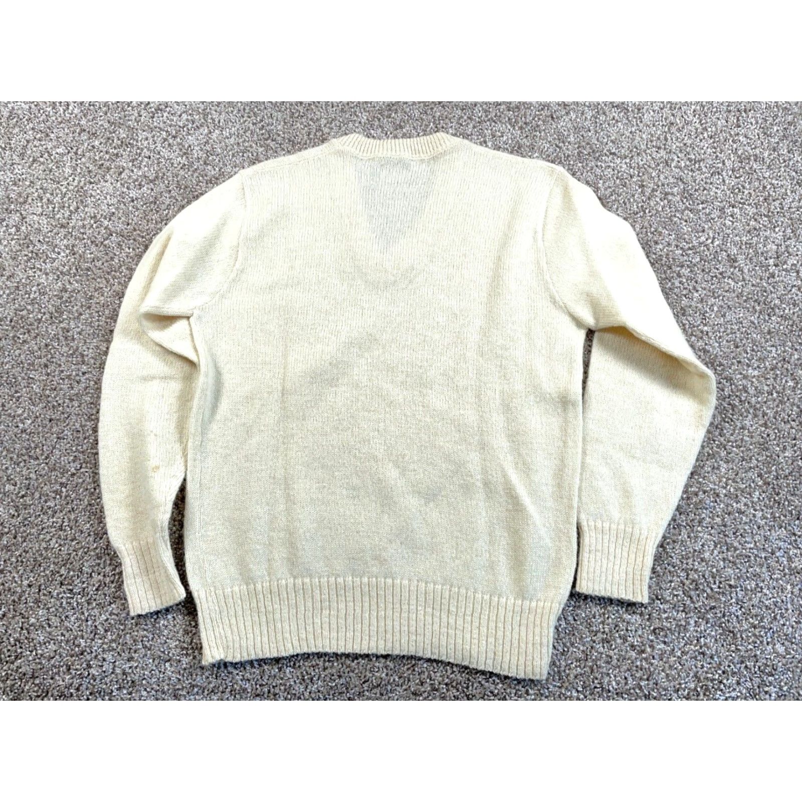 Vintage VTG Puritan 80s Wool Blend V-Neck Sweater Adult Large Ivory Knit Aquamatic Brand Size US L / EU 52-54 / 3 - 3 Thumbnail