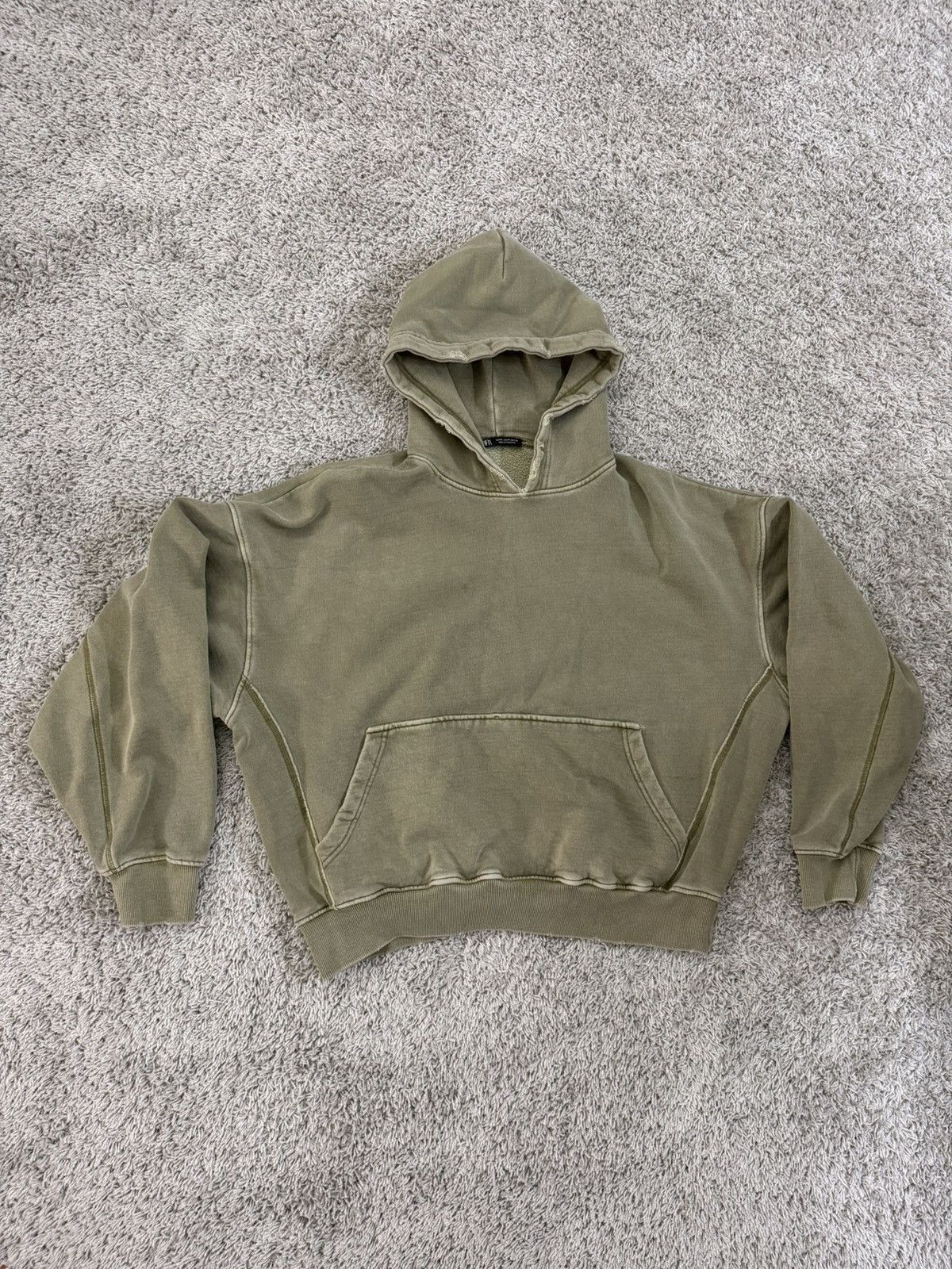 Zara Zara Distressed Hoodie - Olive Size US M / EU 48-50 / 2 - 1 Thumbnail