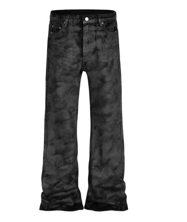 Japanese Brand Heavyweight washed and waxed micro flare hombre baggy jeans Size US 34 / EU 50 - 4 Thumbnail