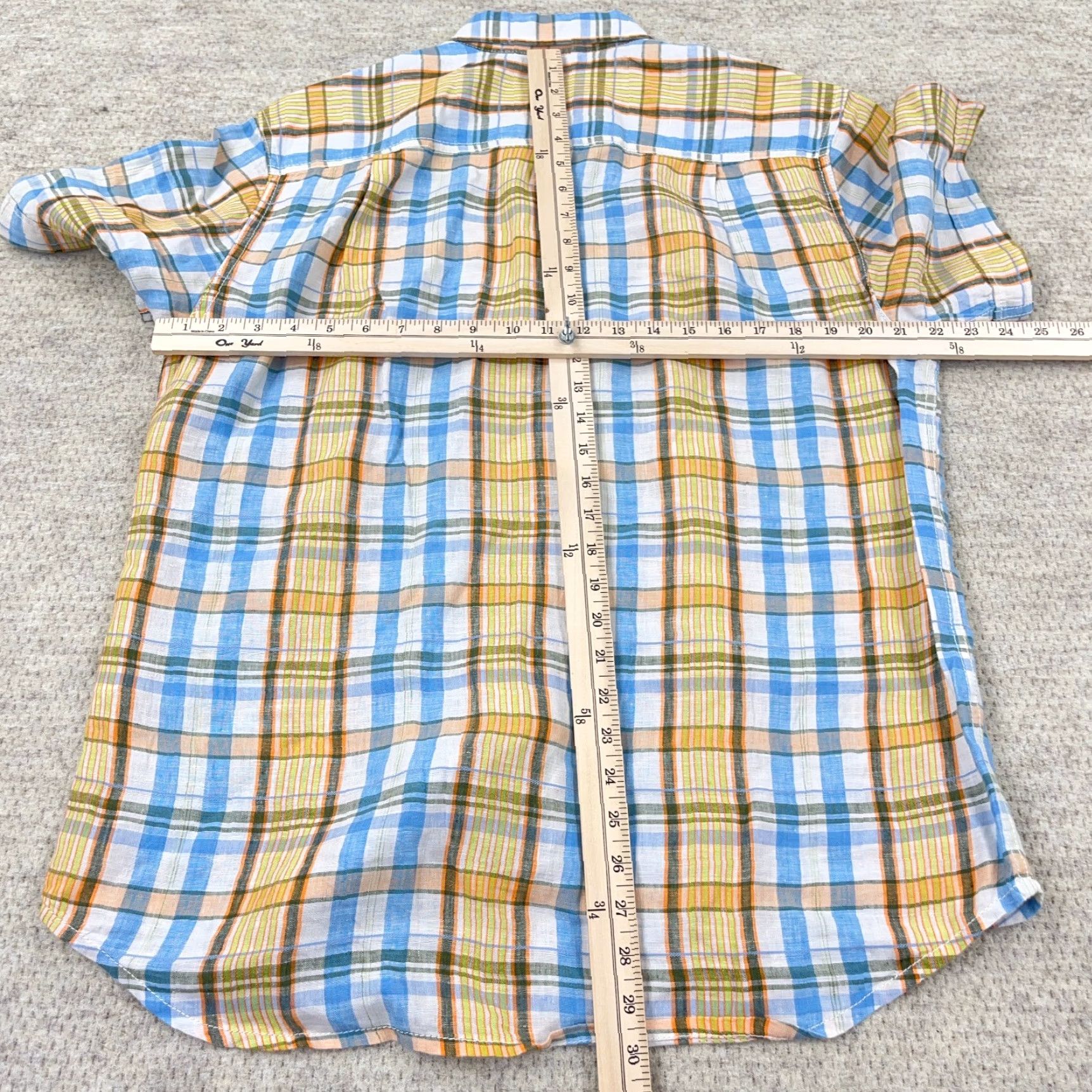 Tommy Bahama Tommy Bahama Shirt Men Medium Blue Orange Plaid Linen Button Up Camp Adult Shirt Size US M / EU 48-50 / 2 - 7 Thumbnail