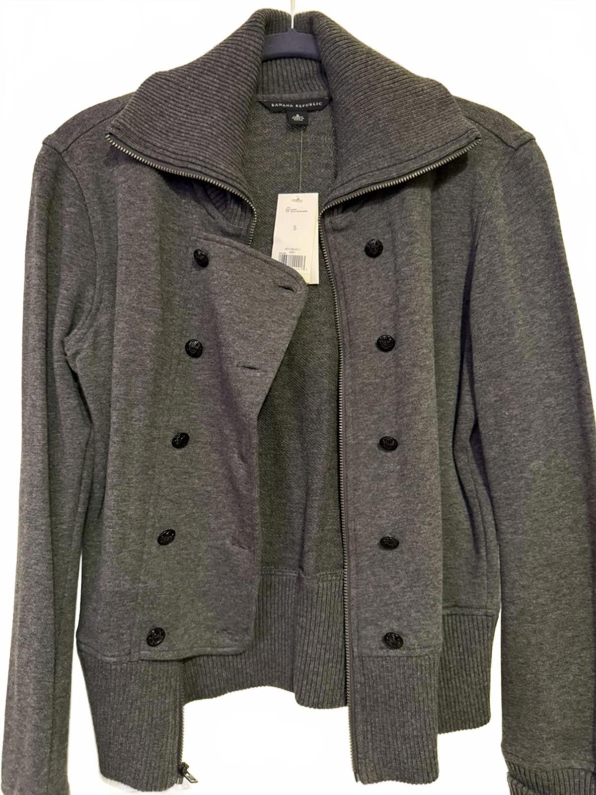 Banana Republic NWT Zip Up Sweater Jacket-Dark Gray Size S / US 4 / IT 40 - 7 Thumbnail