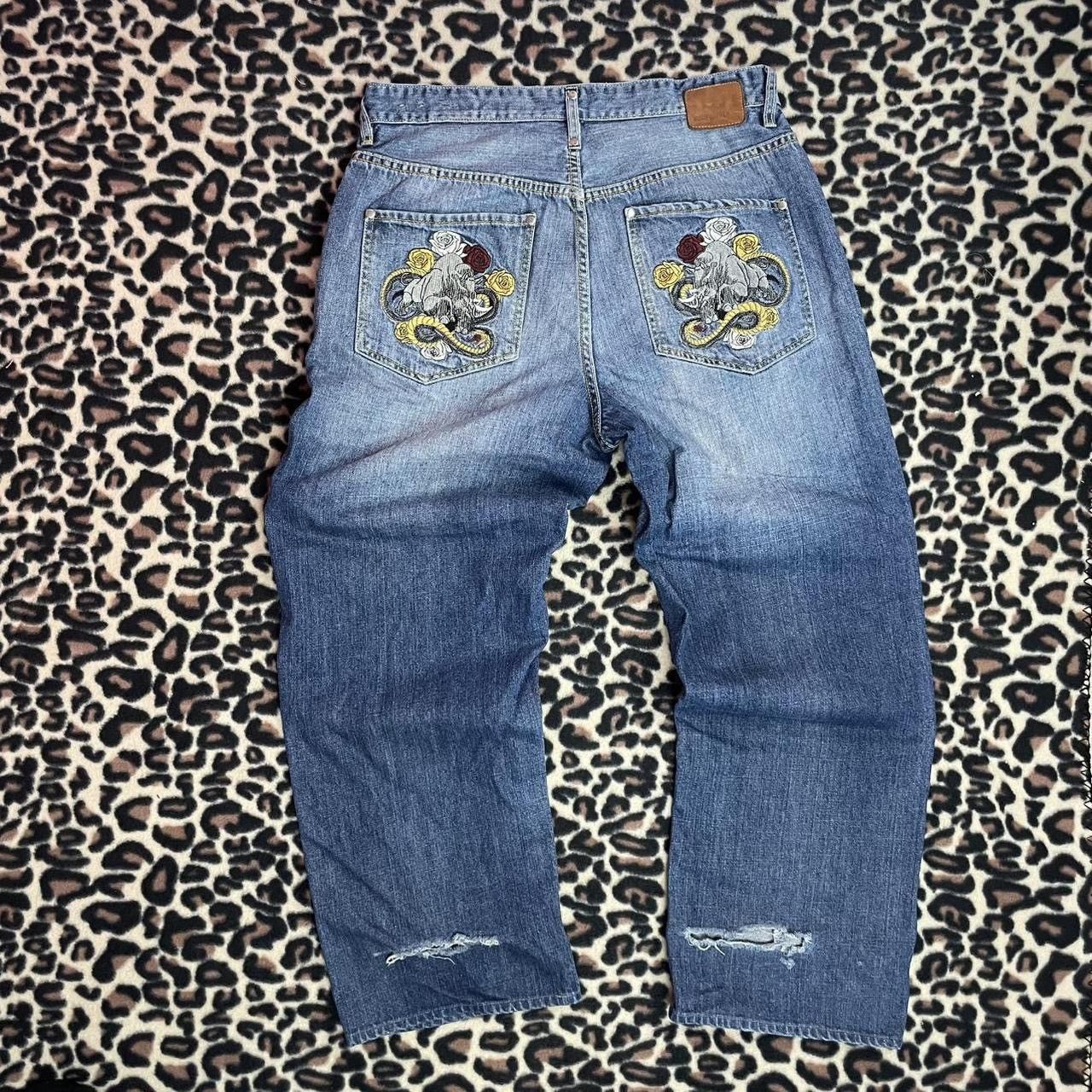 Ecko Unltd. Ecko Unltd. rhinoceros embroidered baggy denim jeans Size US 34 / EU 50 - 1 Thumbnail