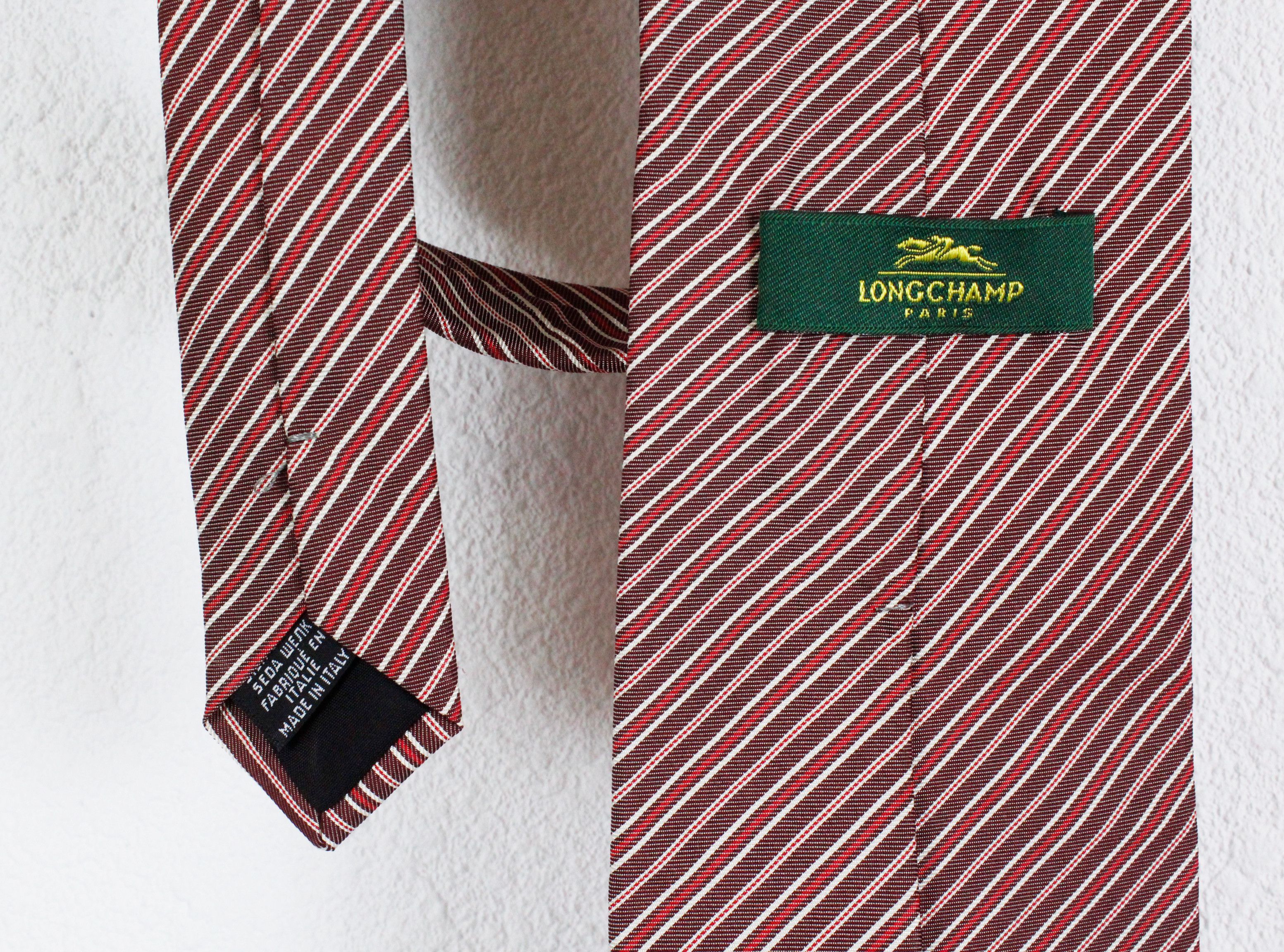 Longchamp Longchamp Striped Silk Tie Cravatte Size ONE SIZE - 3 Thumbnail