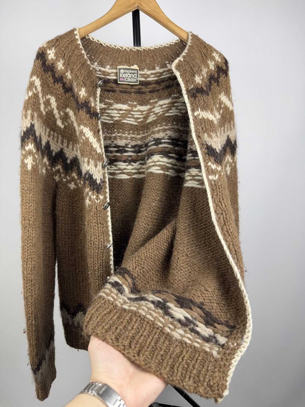 Vintage Nordic Wool Iceland Cardigan Dale Of Norway Style Brown Size US XL / EU 56 / 4 - 11 Thumbnail