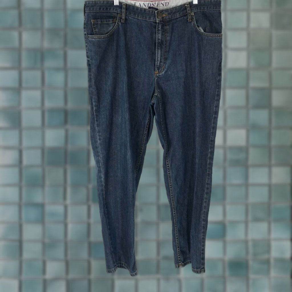 Lands' End Lands' End Jeans Mens 38x30 Blue Regular Tapered Denim 5-Pocket Size US 38 / EU 54 - 1 Thumbnail