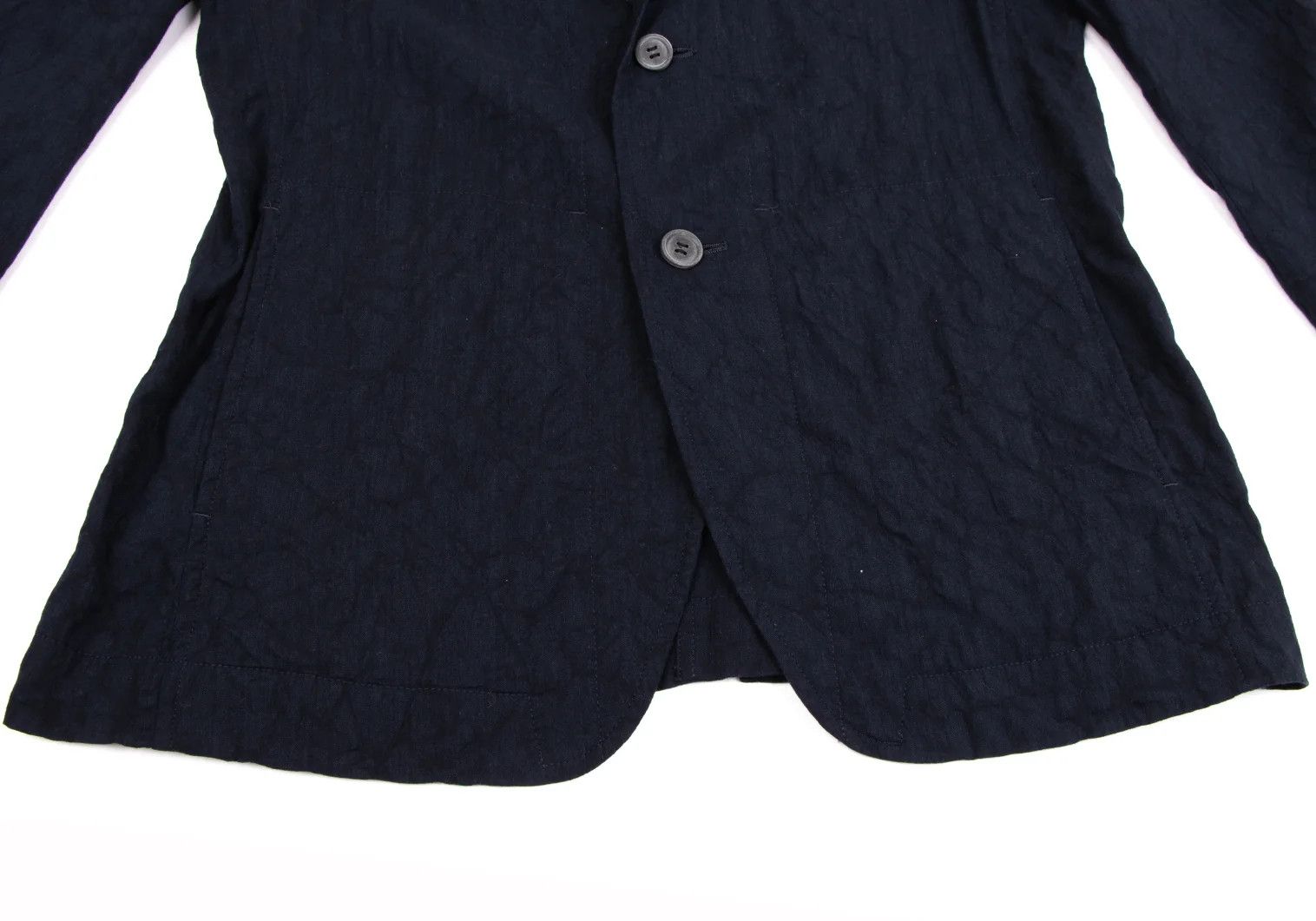Issey Miyake Linen Blend Shawl Collar Jacket in Dark Blue Size US S / EU 44-46 / 1 - 7 Thumbnail