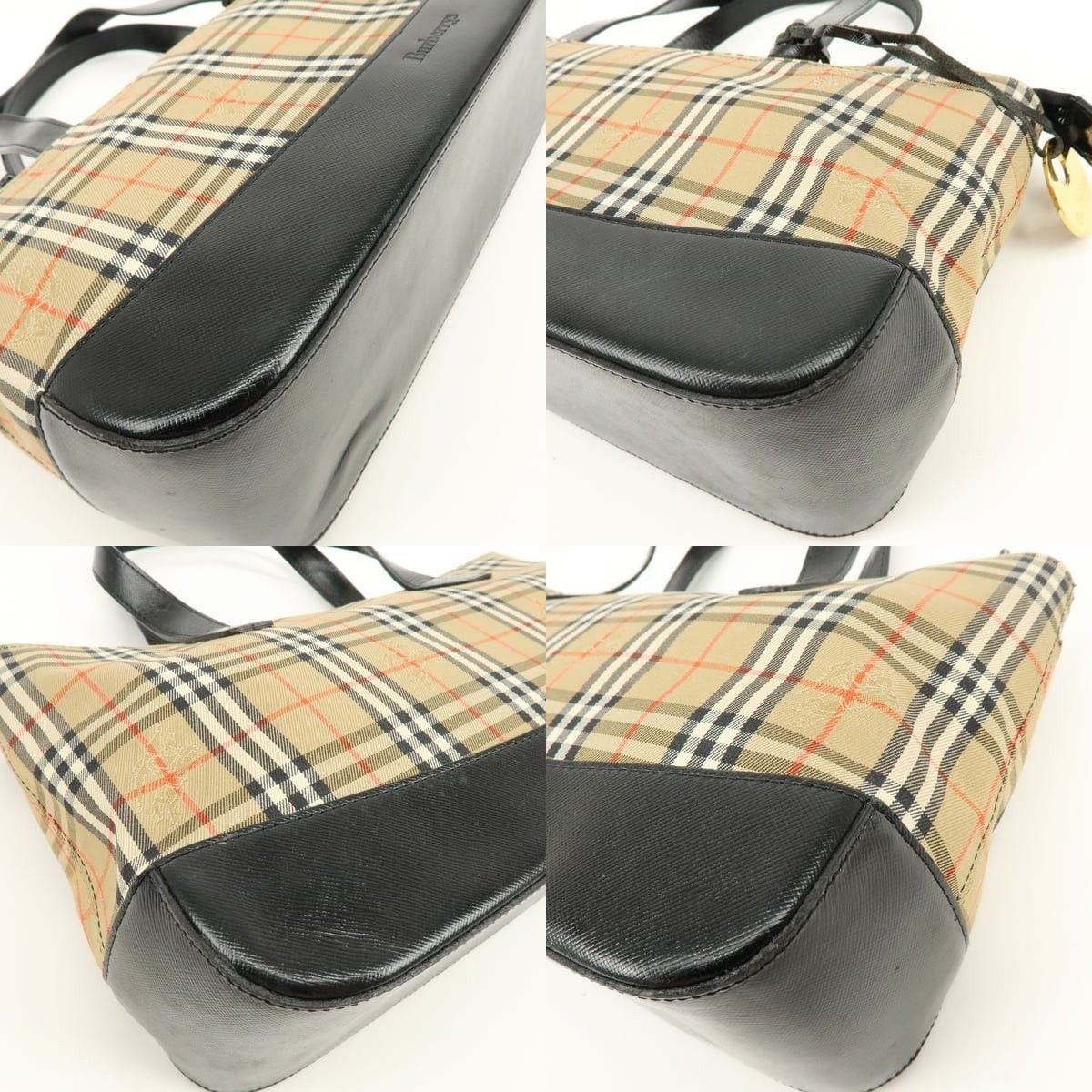 Burberry Burberry Nova Check Canvas & Leather Tote Beige Size ONE SIZE - 5 Thumbnail