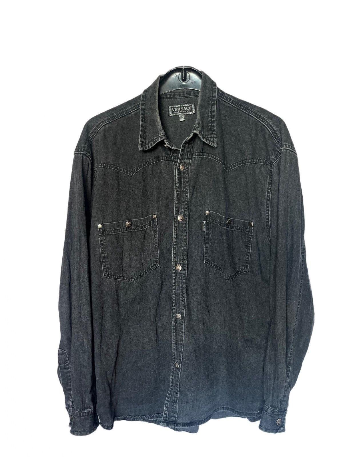 Versace Versace Medusa Hardware Stone-Washed Denim Jacket Size US XL / EU 56 / 4 - 1 Thumbnail