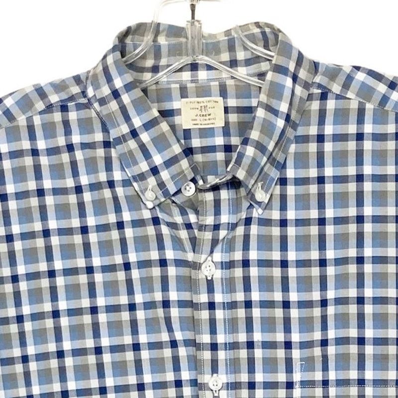 J.Crew J. Crew Gray Blue Plaid Long Sleeve Button Down Sz L Size US L / EU 52-54 / 3 - 1 Thumbnail