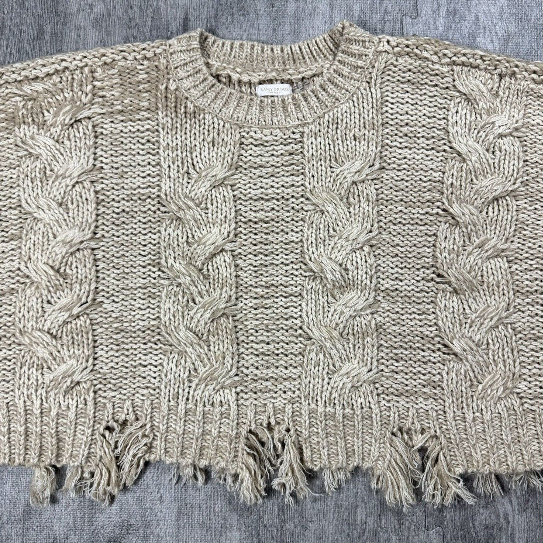 Ramy Brook Ramy Brook Oversized Chunky Knit Sweater Women’s Medium Beige Cable-Knit Long Sleeve Size M / US 6-8 / IT 42-44 - 2 Thumbnail