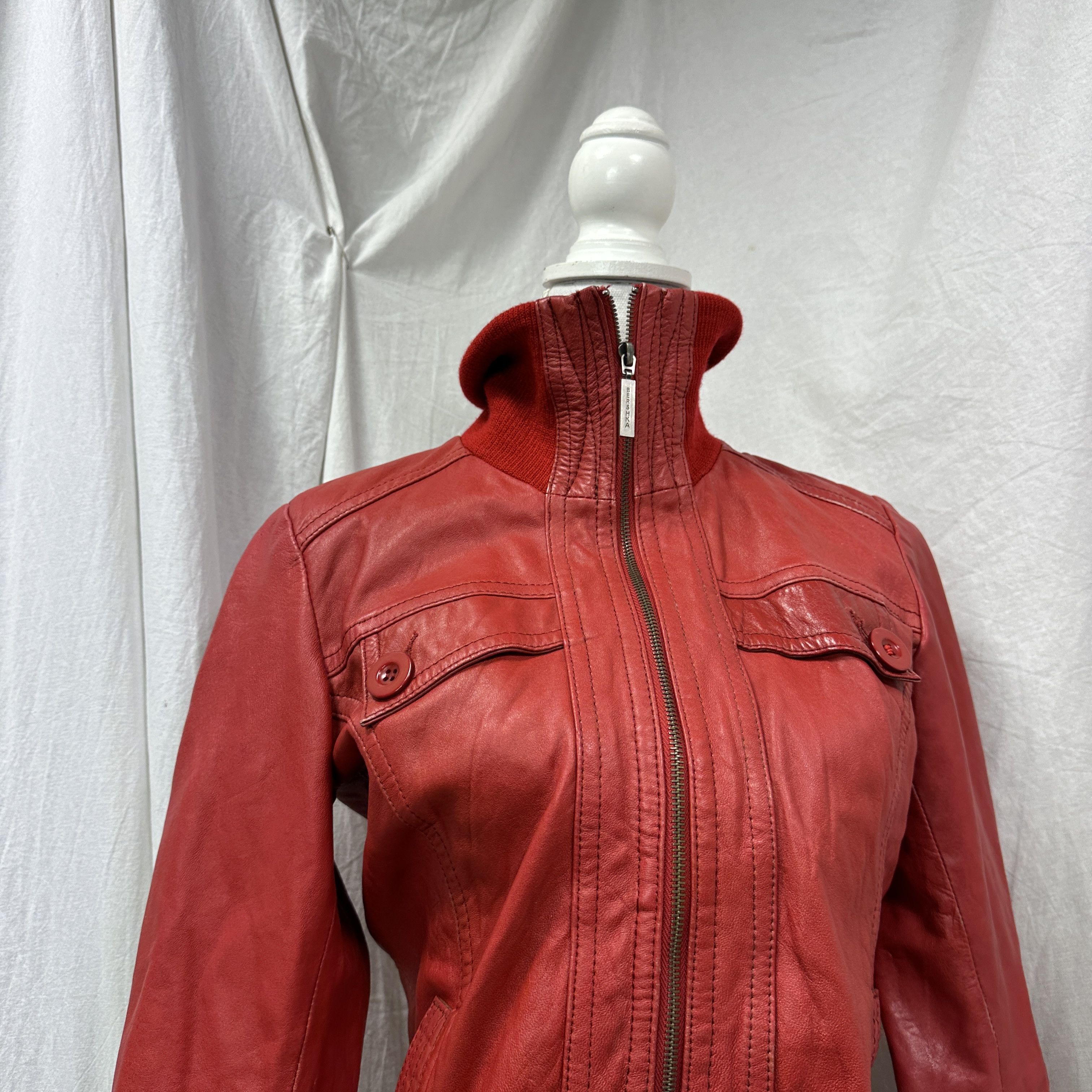 Vintage Vintage Leather Moto Biker Cherry Red Jacket Y2K Size S / US 4 / IT 40 - 9 Thumbnail