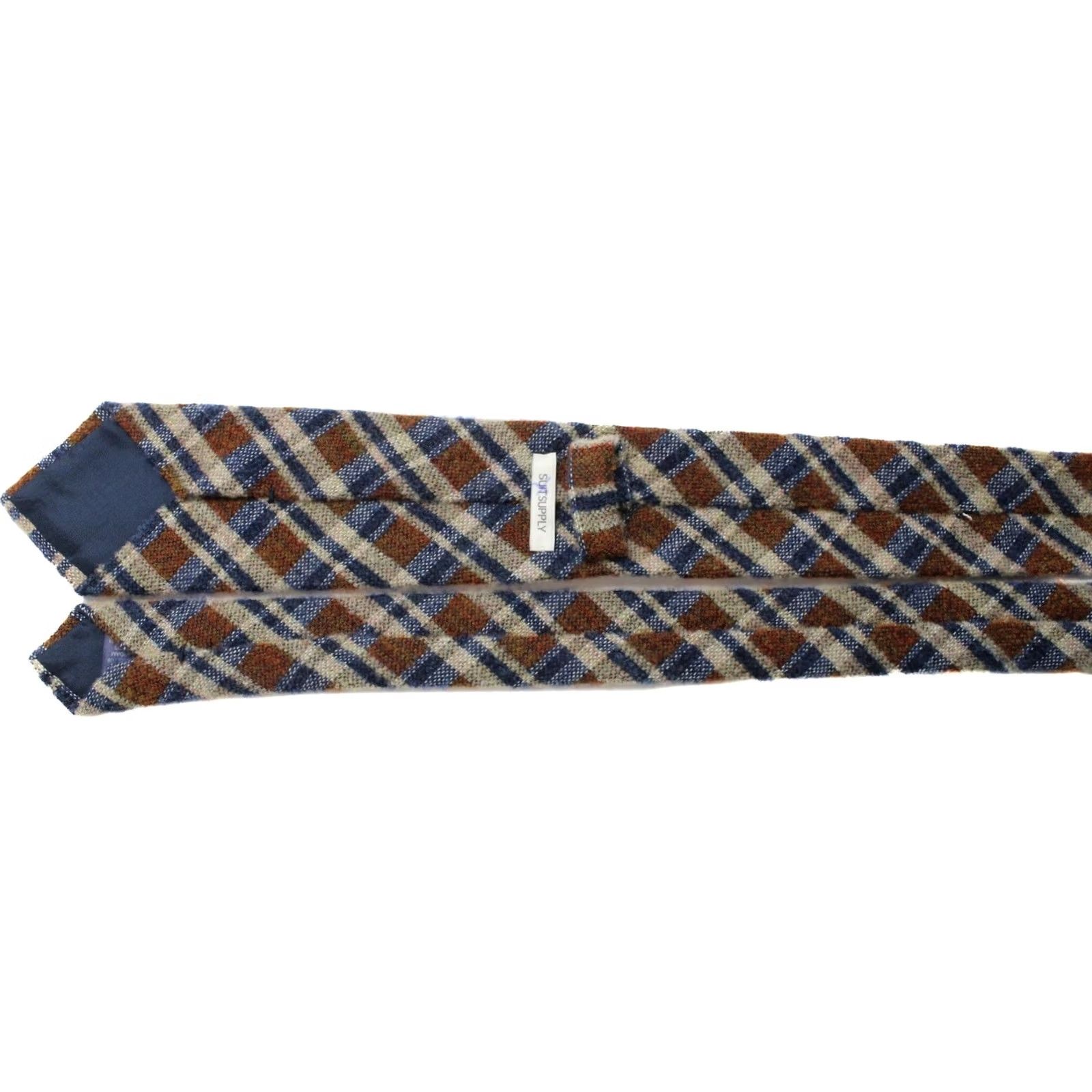 Suitsupply Suitsupply Tie Men's 151 X 8 CM Silk Wool Blend Blue Check Pattern Classic Tie Size ONE SIZE - 4 Thumbnail