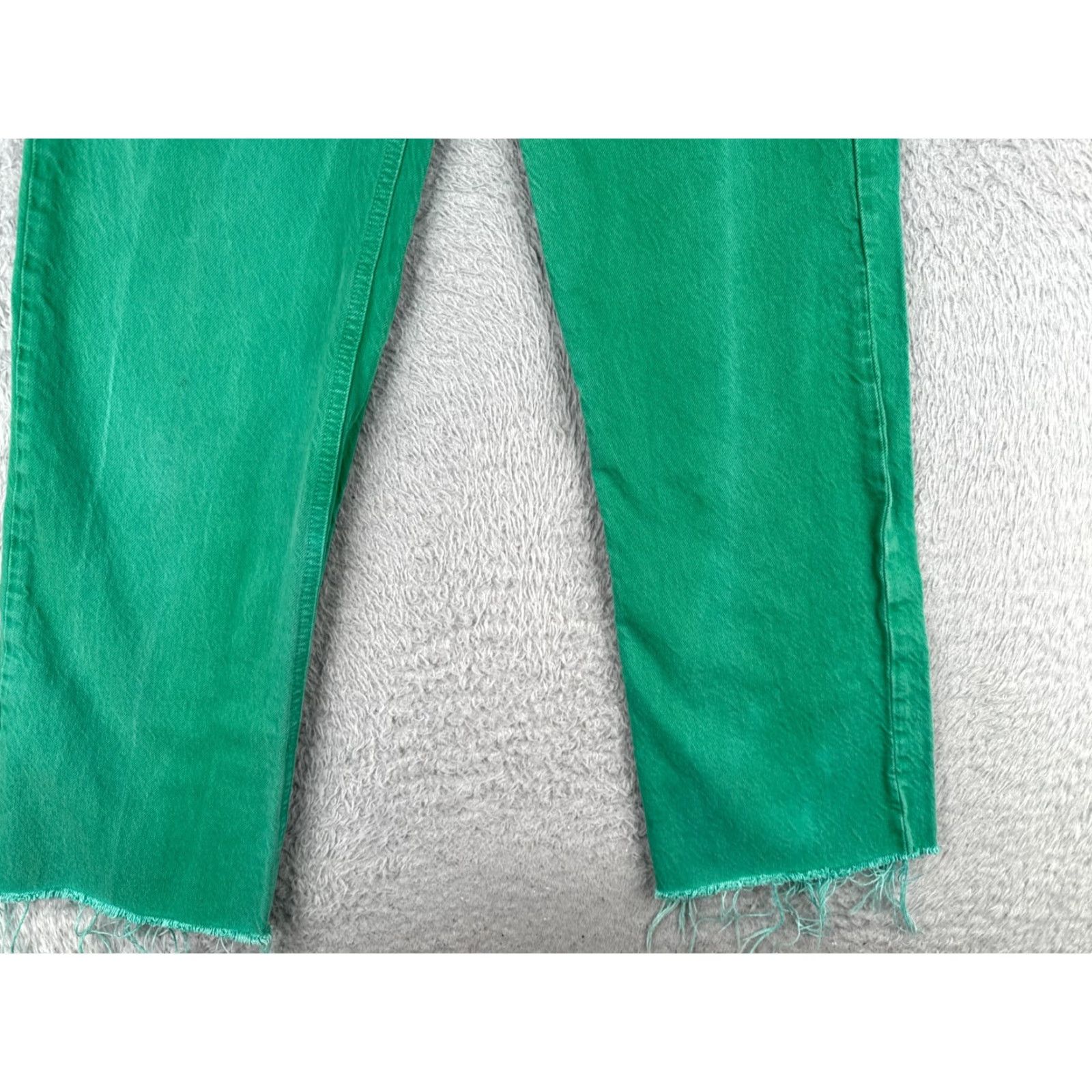 Zara Zara Jeans Women Green Denim Straight Leg High Rise 24x30 Jeans Womens 90s Distressed Pockets Button Zip Fly Cotton Blend Regular Rise LowLabel? Size 26" / US 2 / IT 38 - 2 Thumbnail