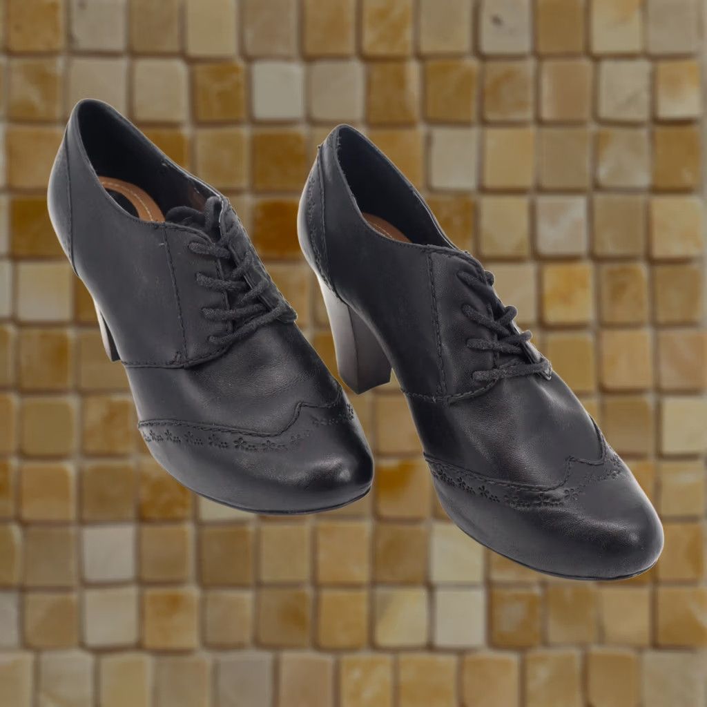 Fossil Fossil Women's Oxford Black Wingtip Lace Up Leather Heel Sz 10 Vintage No Mens Womens Gir ls? Size US 10 / IT 40 - 1 Thumbnail