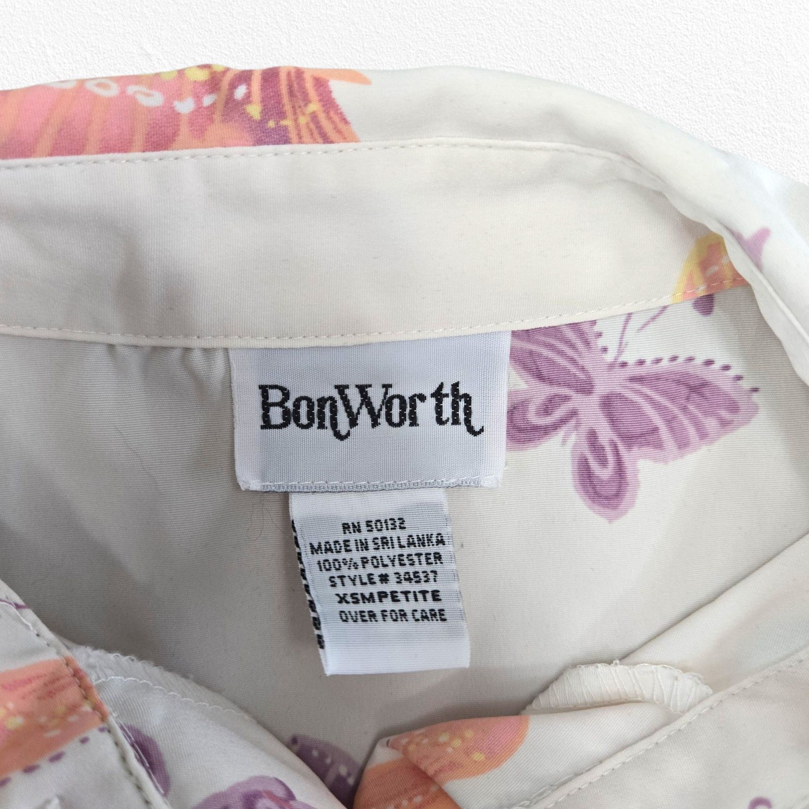 Vintage Vintage Butterfly Button Up Pastel Retro Blouse Size XSP Size XS / US 0-2 / IT 36-38 - 4 Thumbnail