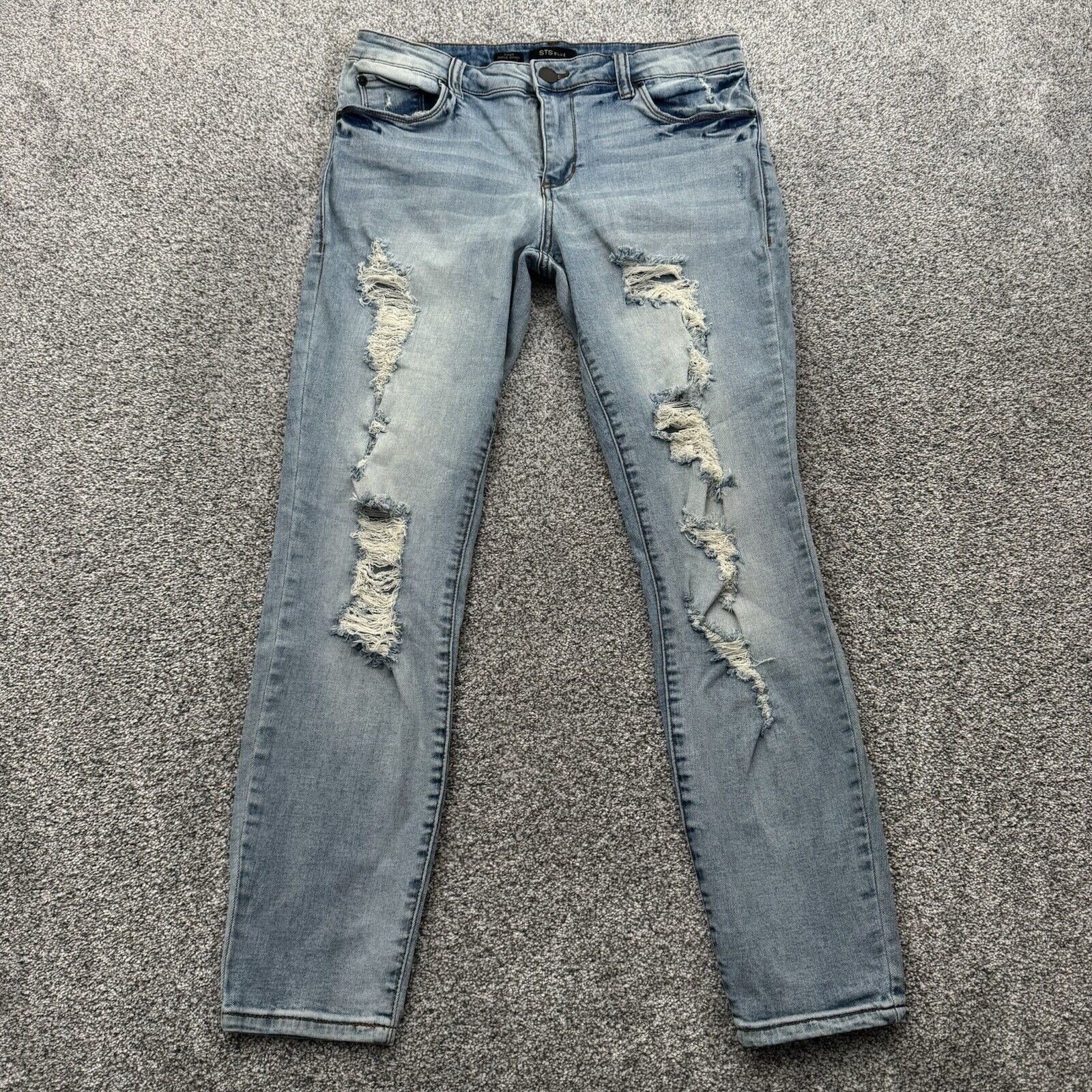 Other STS Blue Distressed Ankle Skinny Jeans Womens 31 Mid Rise Size 31" - 1 Thumbnail