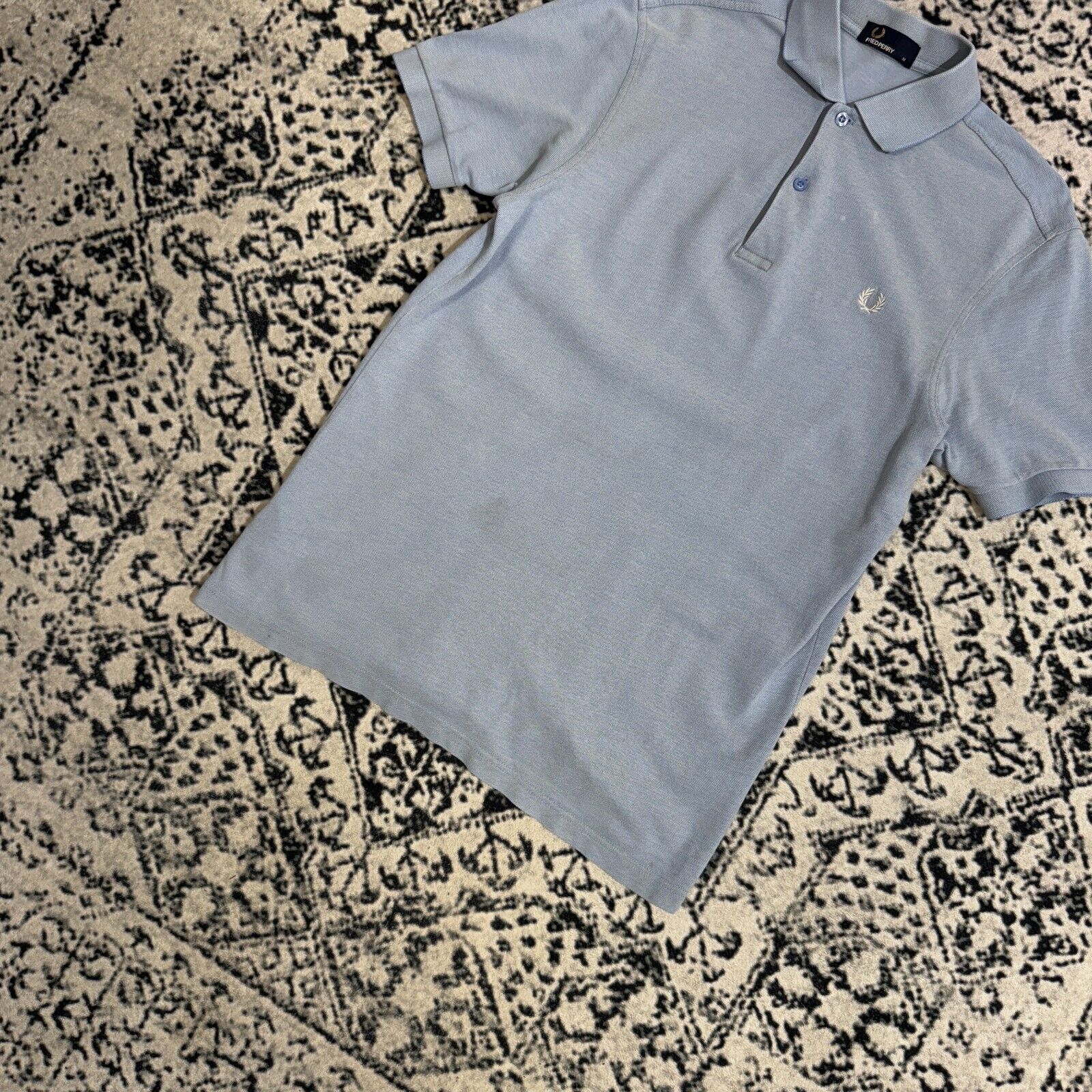 Fred Perry × Vintage Fred Perry Baby Blue Cotton Polo Shirt Size M Vintage 90s Size US M / EU 48-50 / 2 - 2 Thumbnail