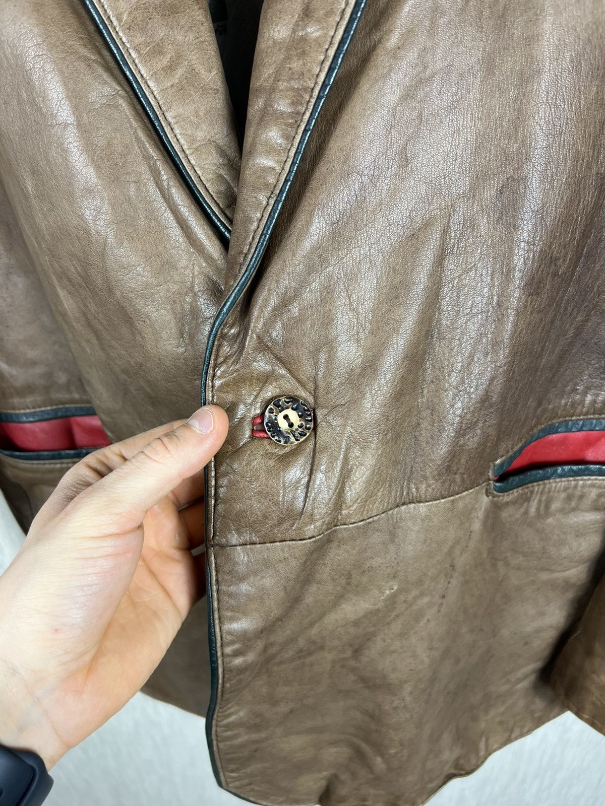 Vintage Vintage 70s genuine leather blazer jacket nordic retro Size US L / EU 52-54 / 3 - 15 Thumbnail