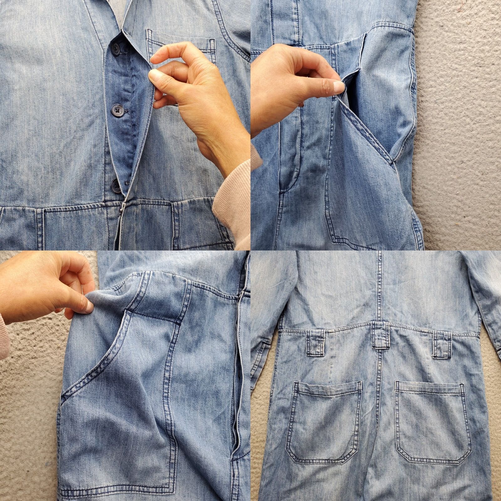 H&M H&M Jumpsuit Women 6 Blue Denim Utility Work Long Sleeve Button Front Size M / US 6-8 / IT 42-44 - 8 Thumbnail